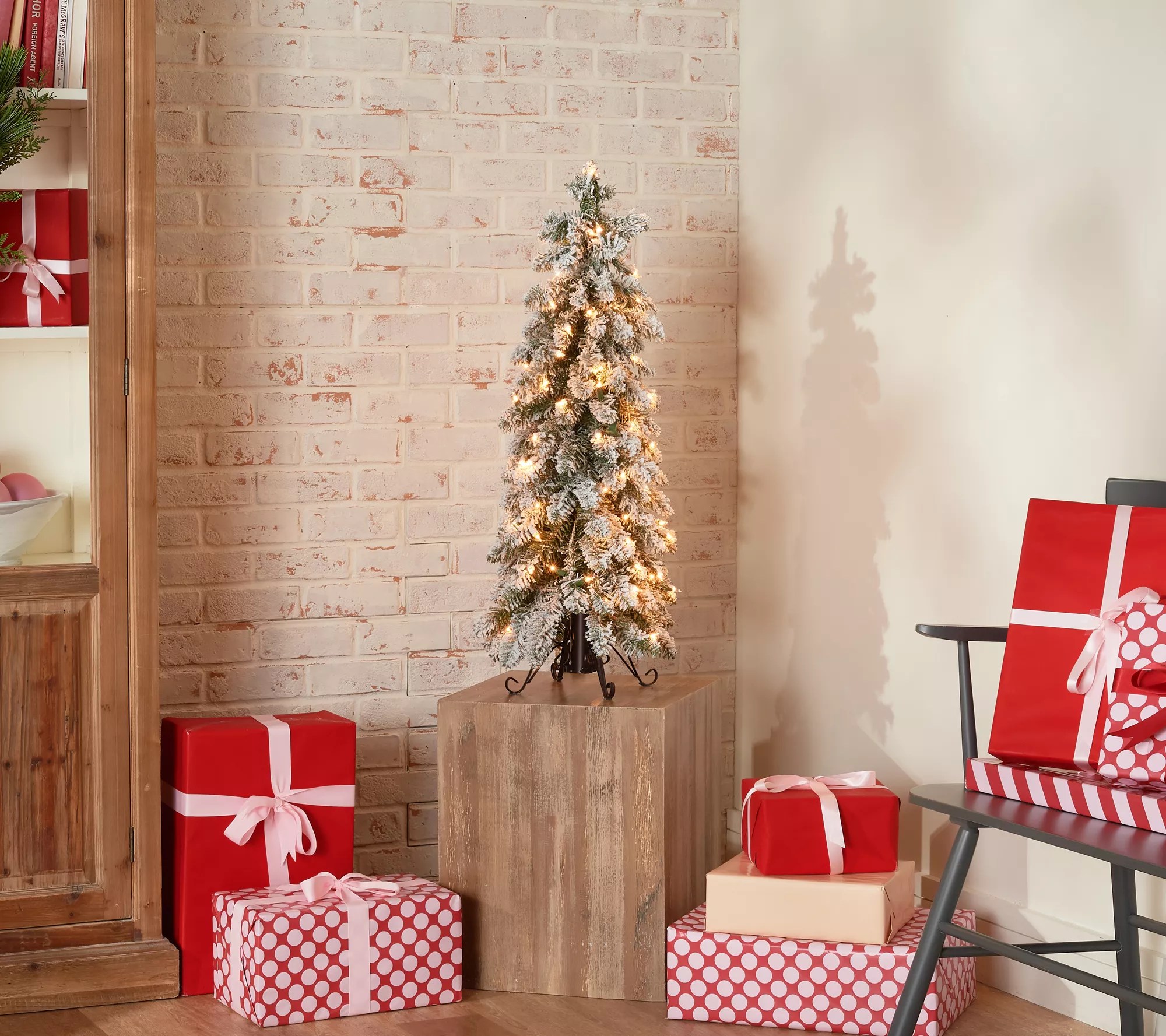 Bethlehem Lights 3' Slim Flocked Downswept Decorator Tree