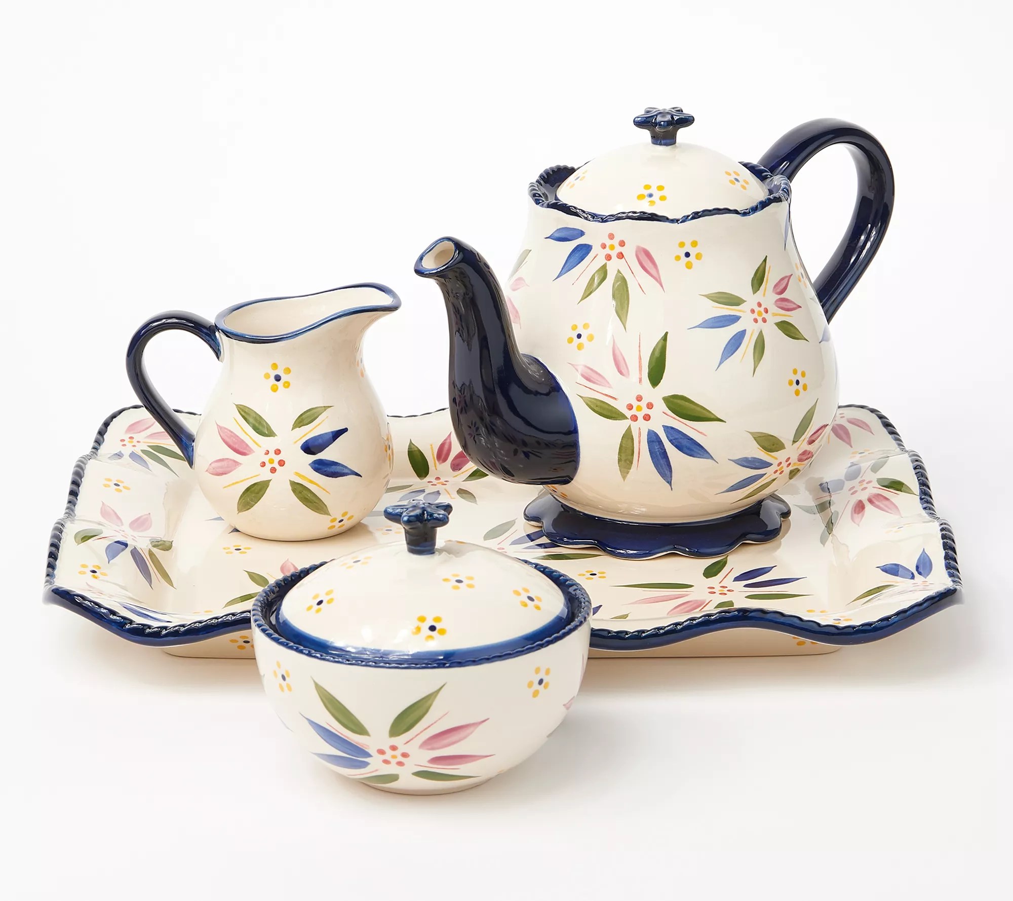 "As Is" Temptations Old World 4Pc Tea Set with Tray