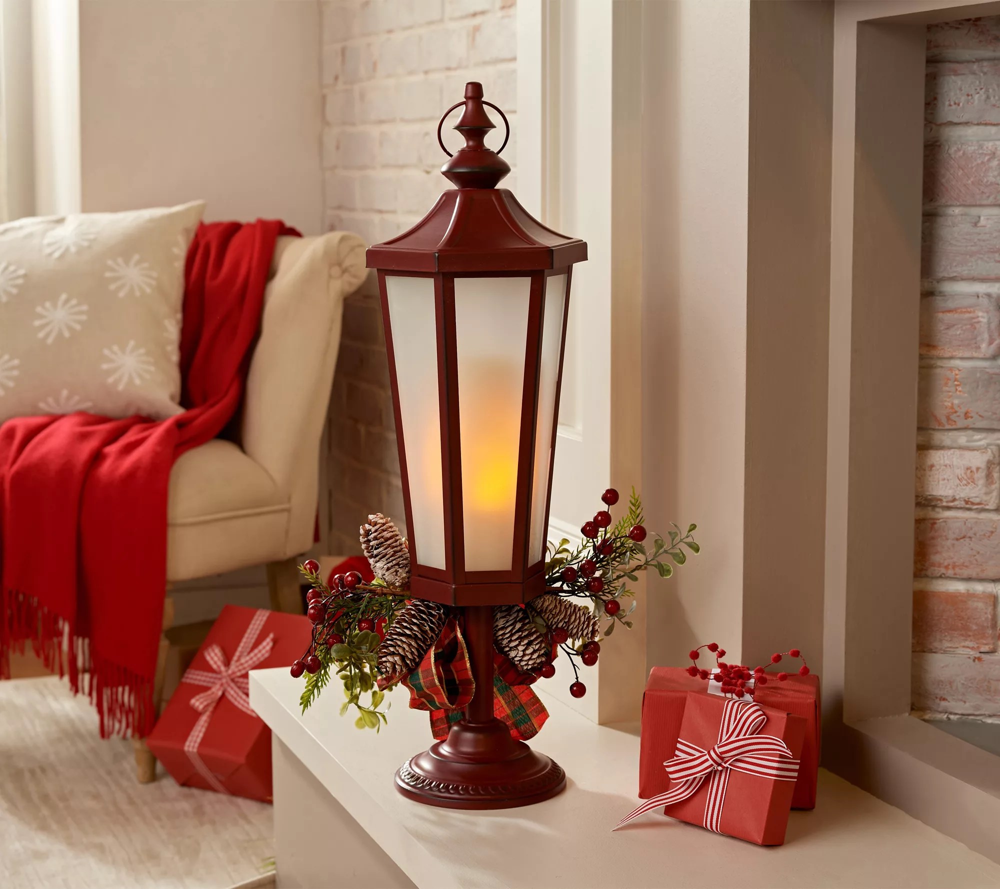 Illuminated & Embellished Flickering Flame Lantern by Valerie