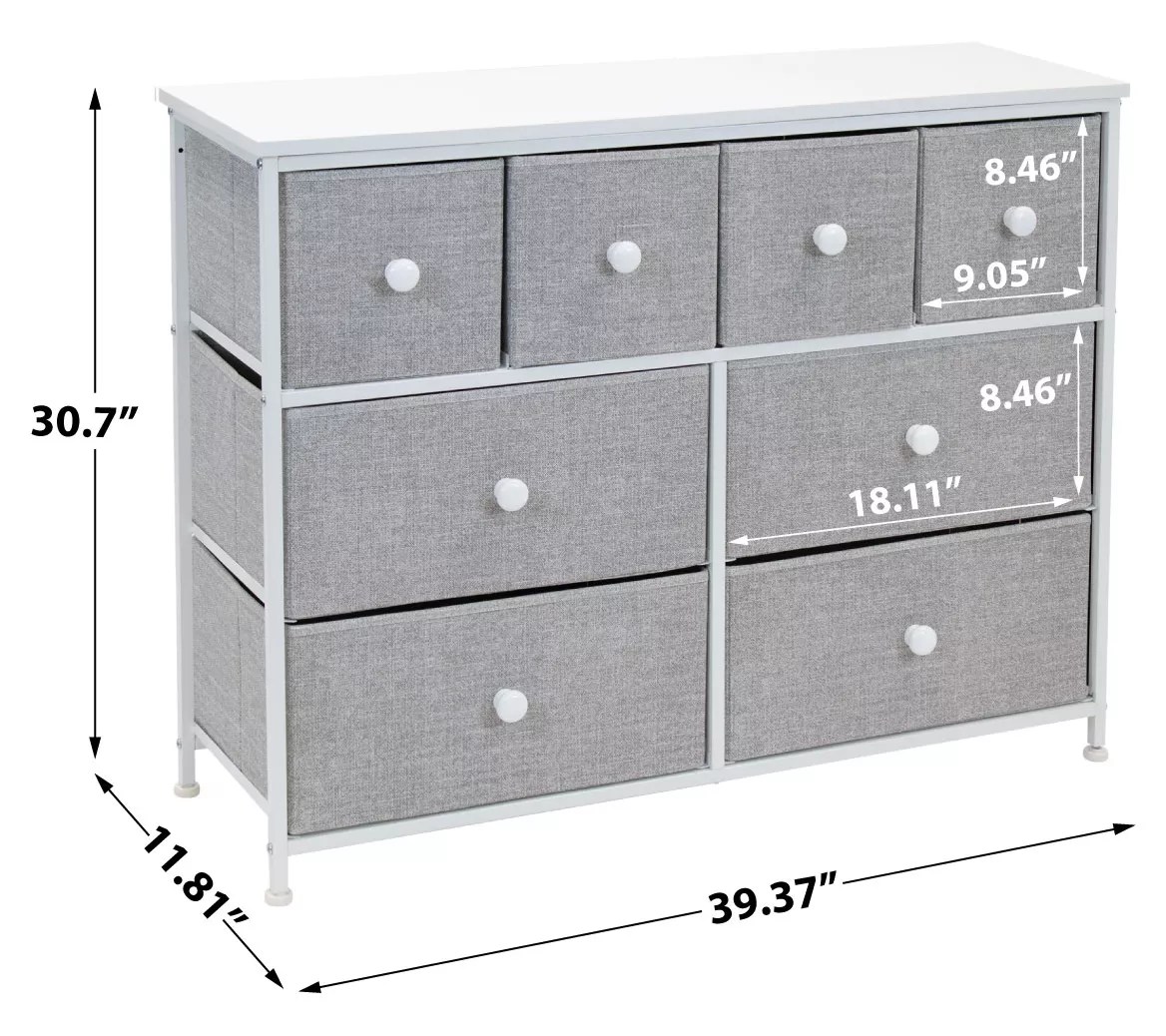 Sorbus Fabric Dresser Chest with 8 Drawers
