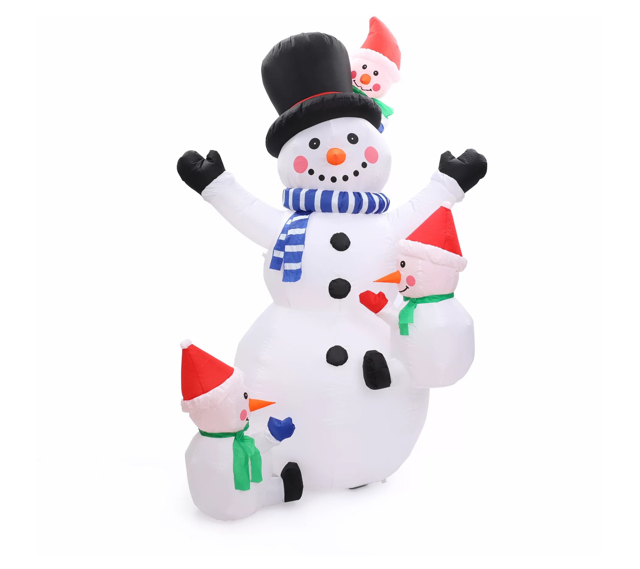 LuxenHome 8.5' Snowman and Snow Kids Inflatable with Lights
