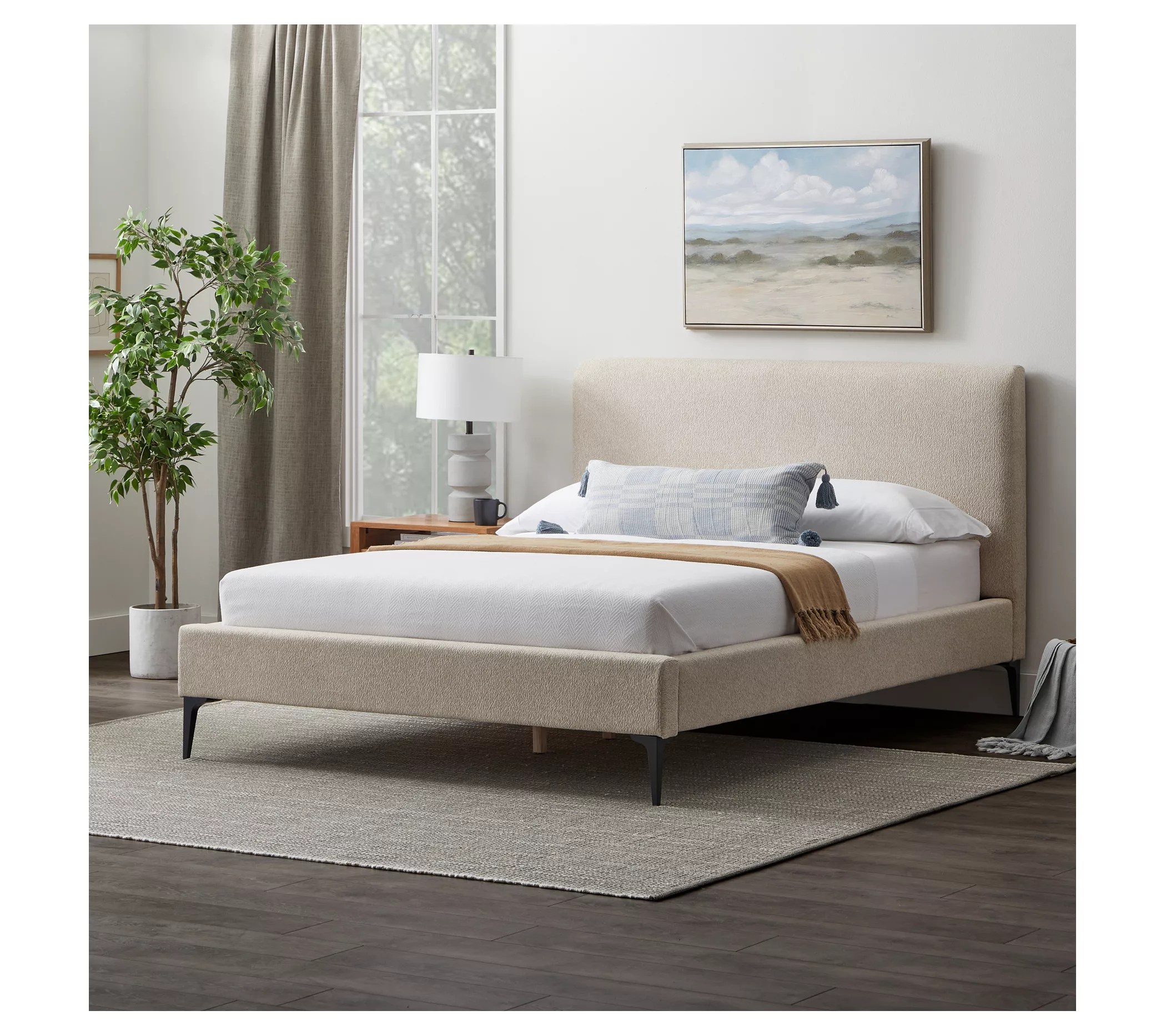 New Heights Dillon Upholstered Bed with Metal L egs King