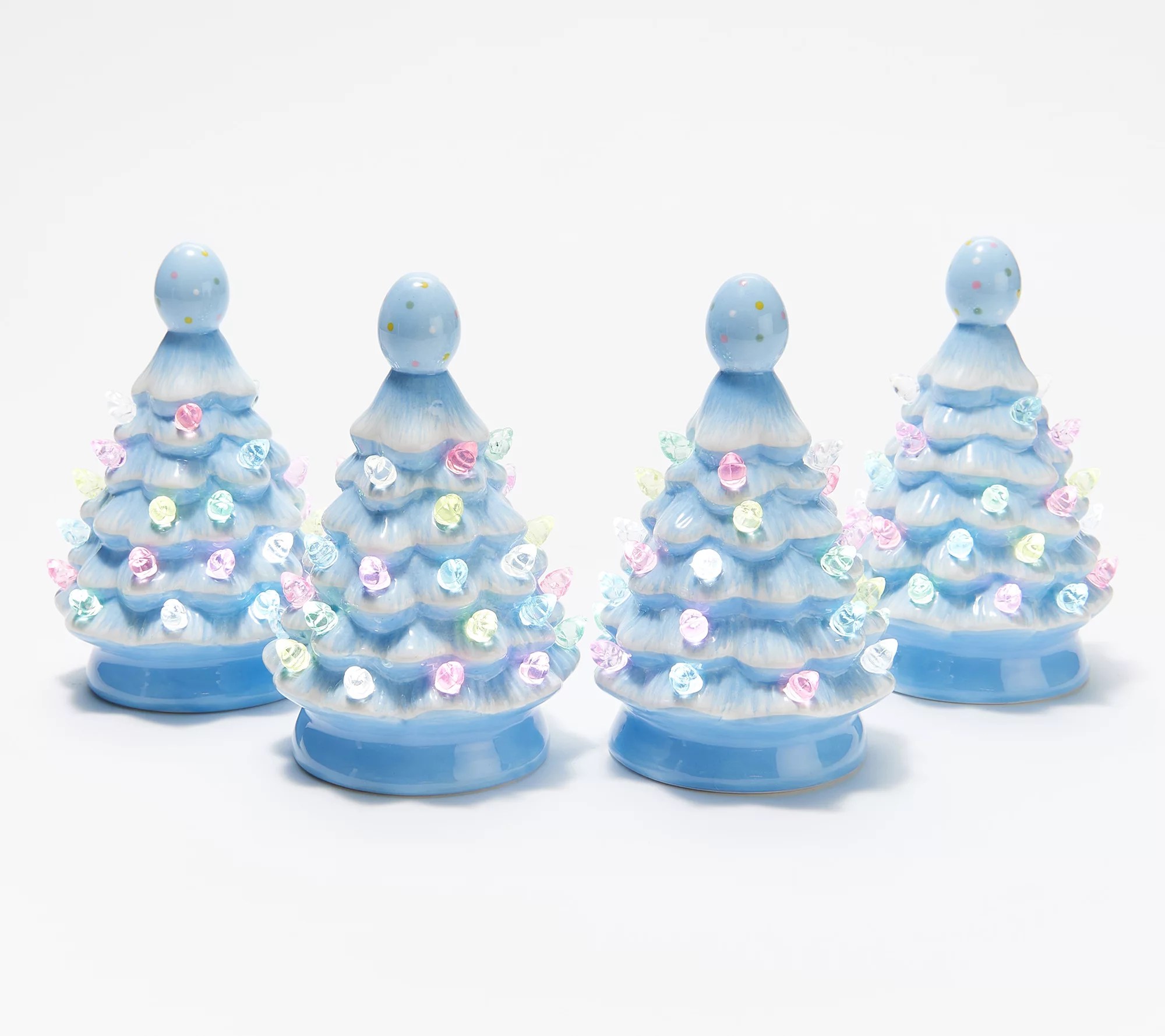 Mr. Cottontail Set of 4 5.5" Mini Pastel Nostalgic Trees