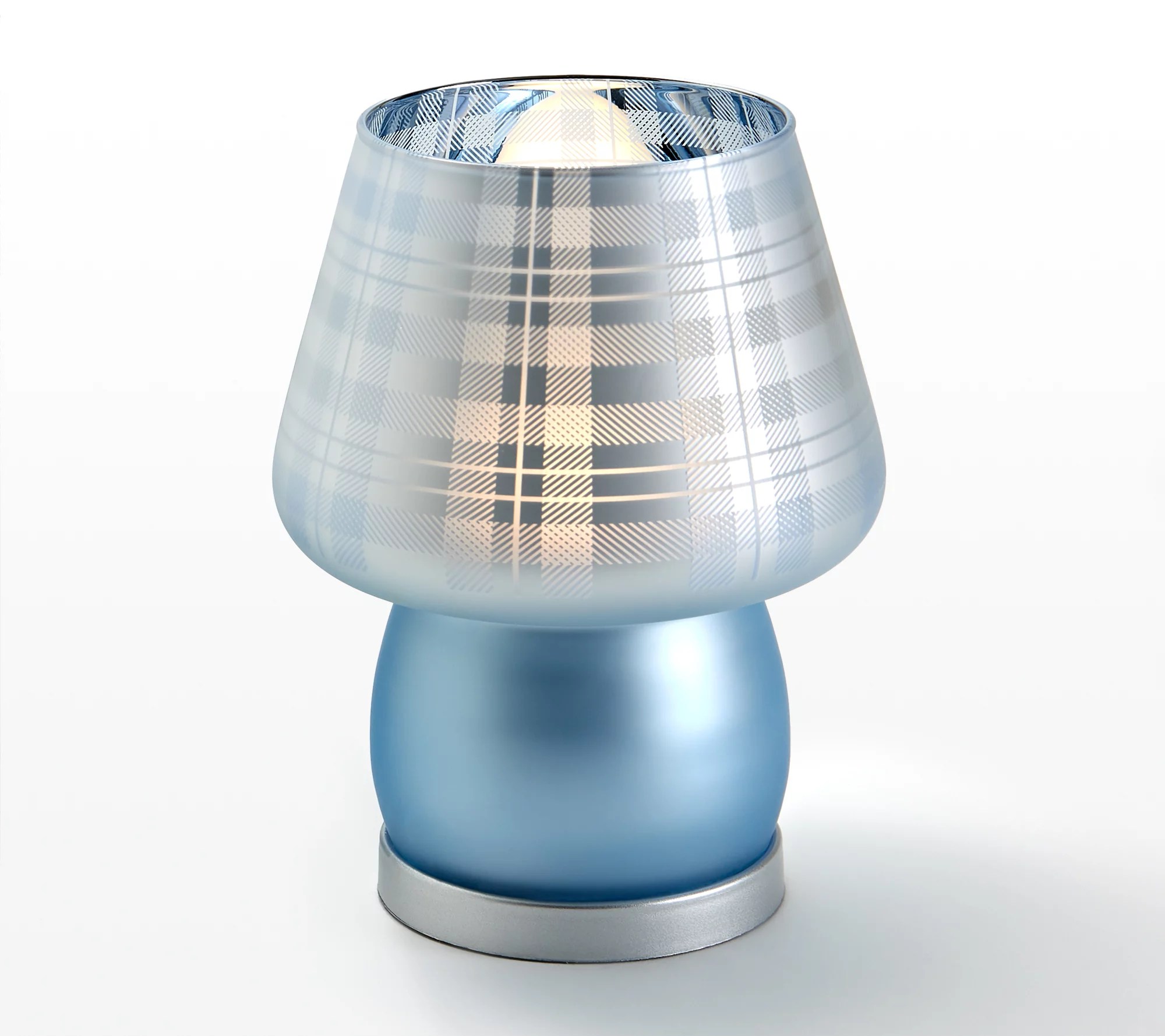 "As Is" Frosted Satin Glass Plaid Accent Lamp by Valerie