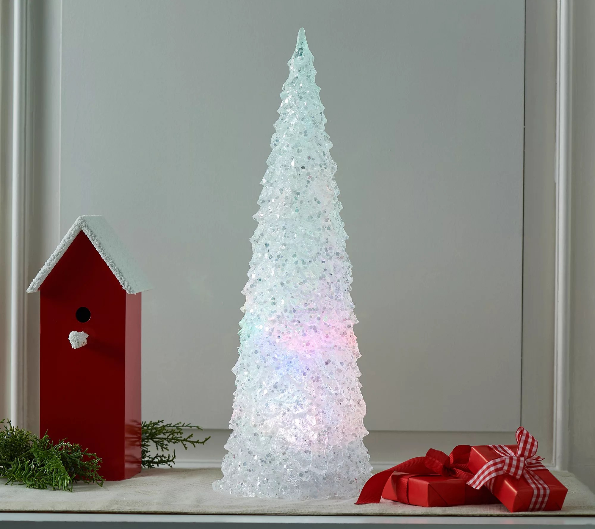 21" Illuminated Glistening Tree w/Clear & Color Morph Lights by Valerie