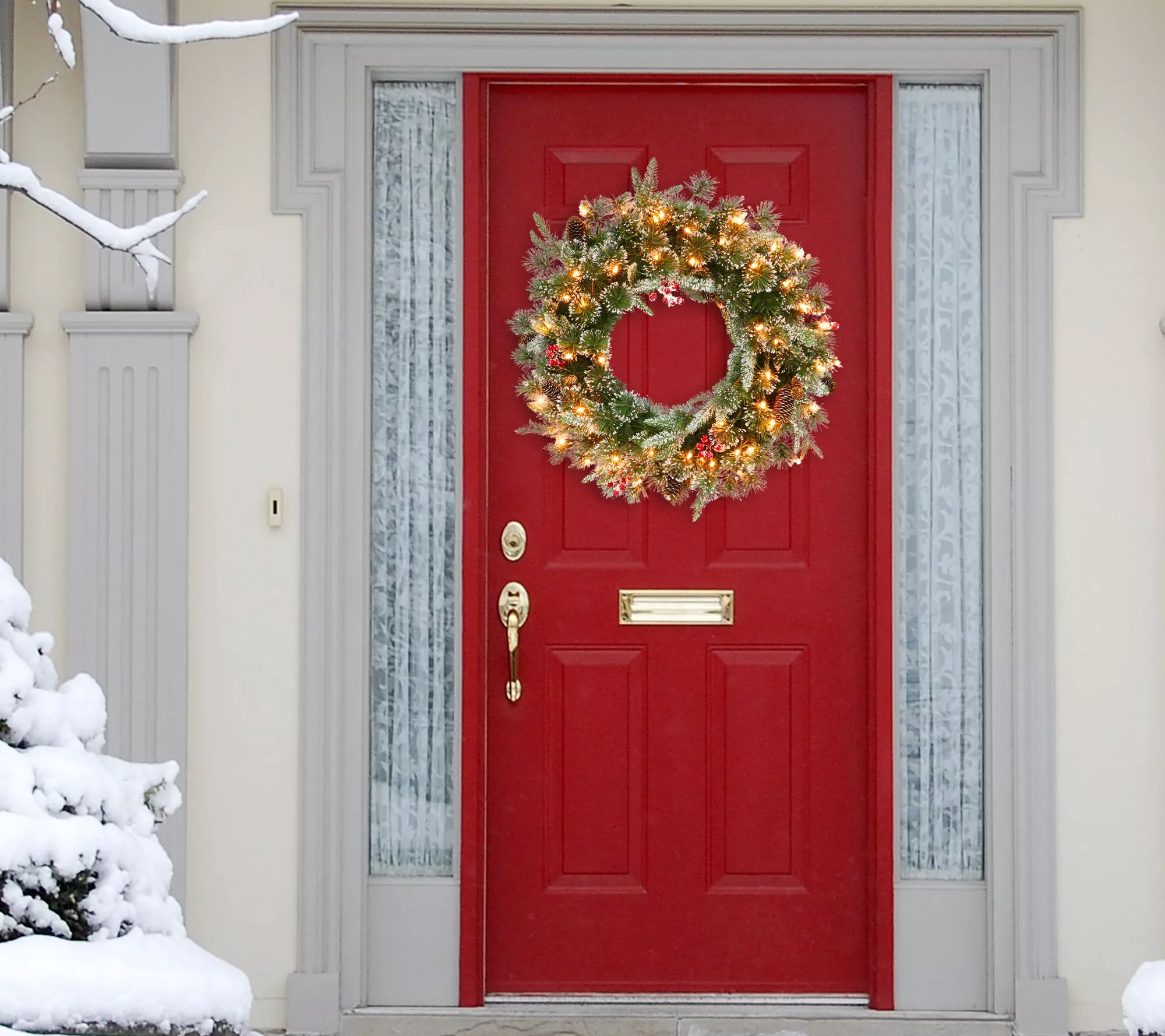 Puleo PreLit 24" Decorated Christmas Wreath with 50 Lights