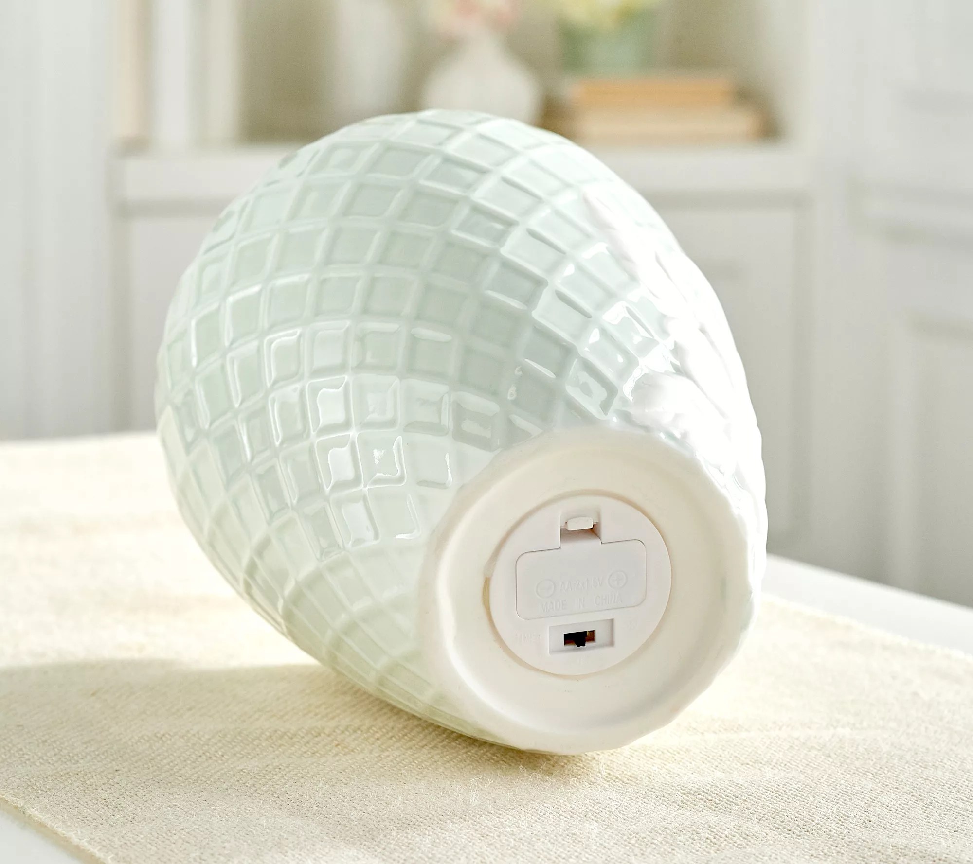 10" Illuminated Floral Embossed Porcelain Ginger Jar by Valerie