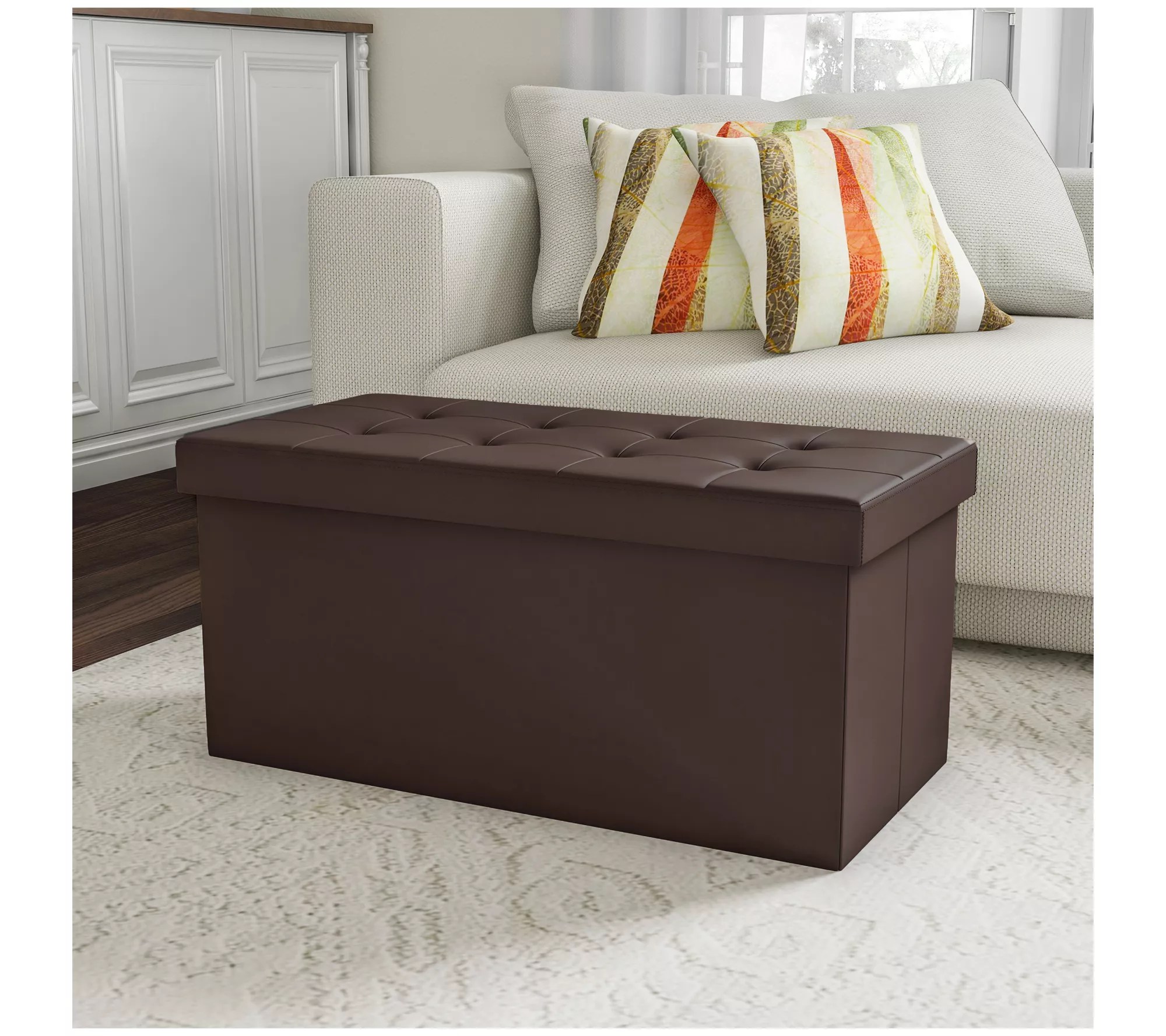 Folding Storage Bench Ottoman