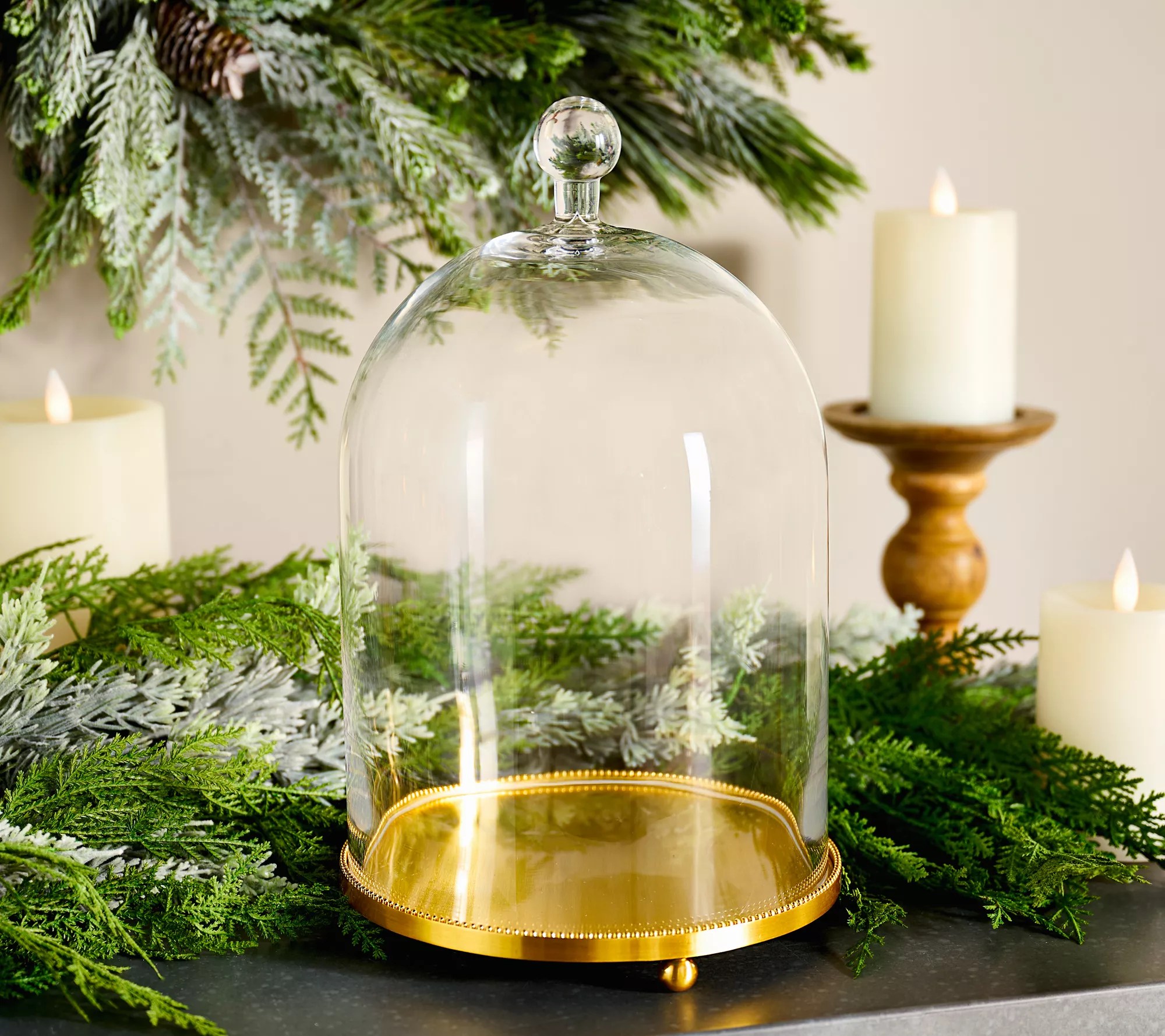 Home Reflections 13" Decorated Glass Cloche with Stand