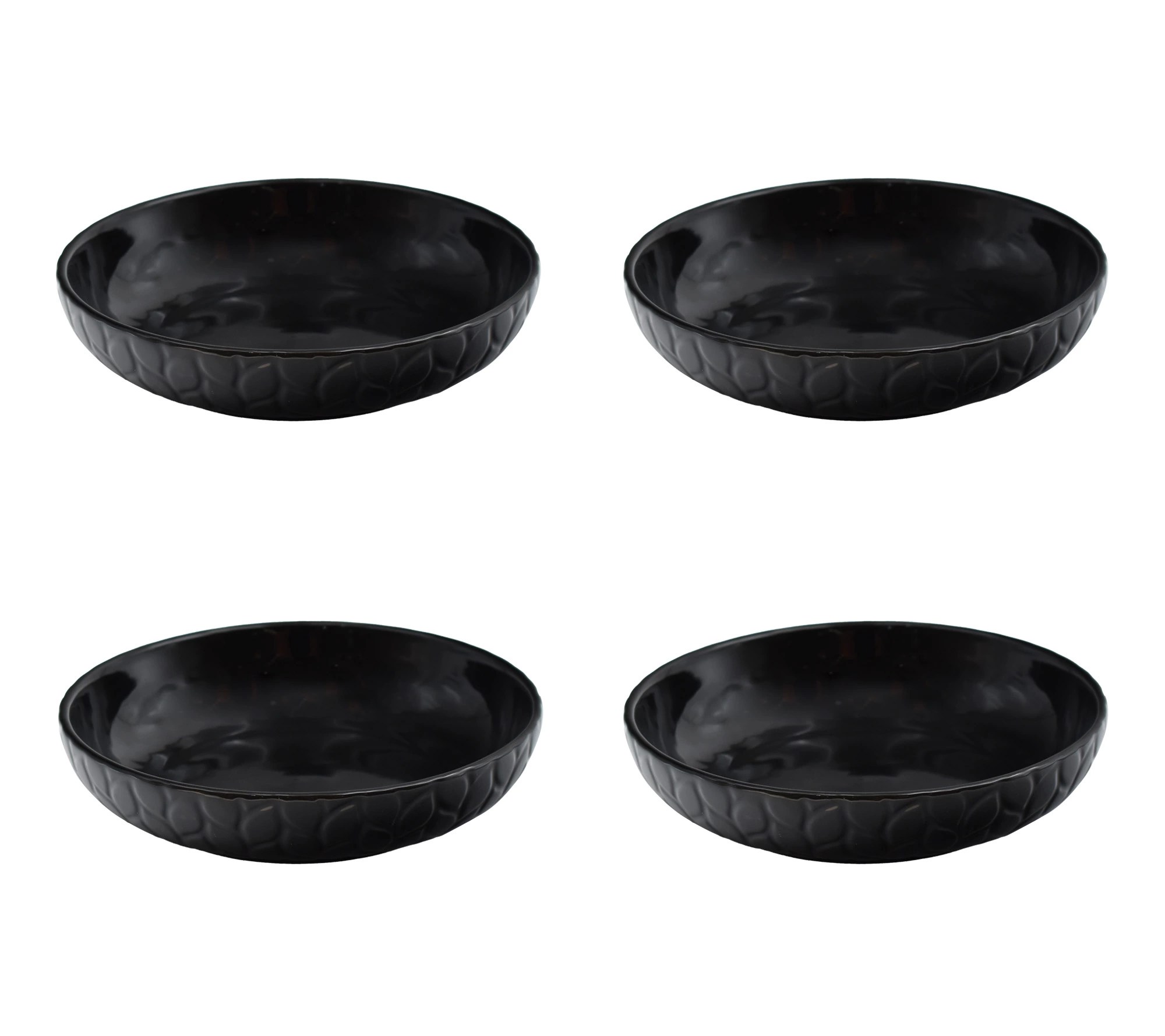 Temptations Carved Willow Set of (4) 32oz Shallow Pasta Bowls