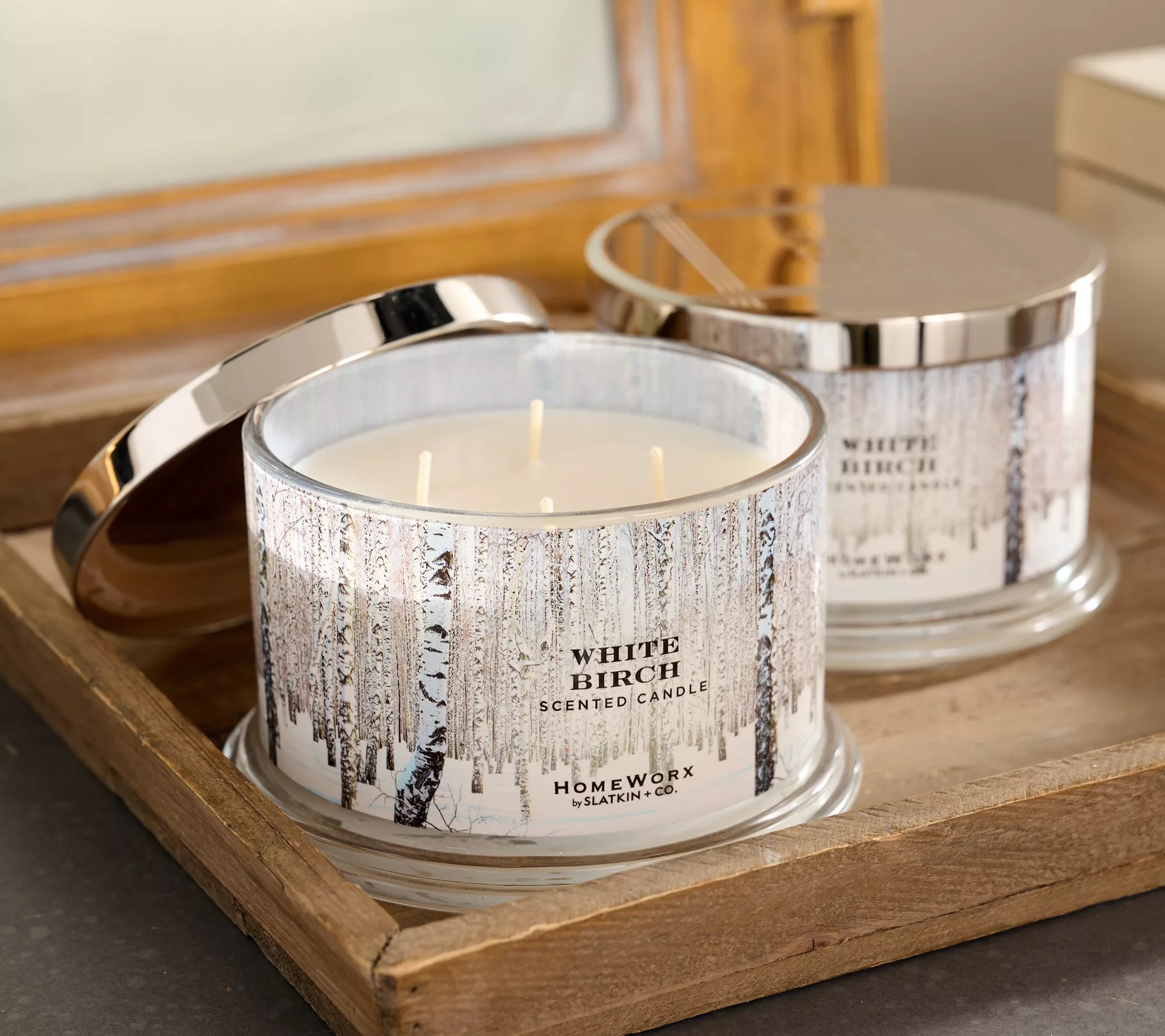 "As Is" HomeWorx by Slatkin & Co. S/2 White Birch Candles