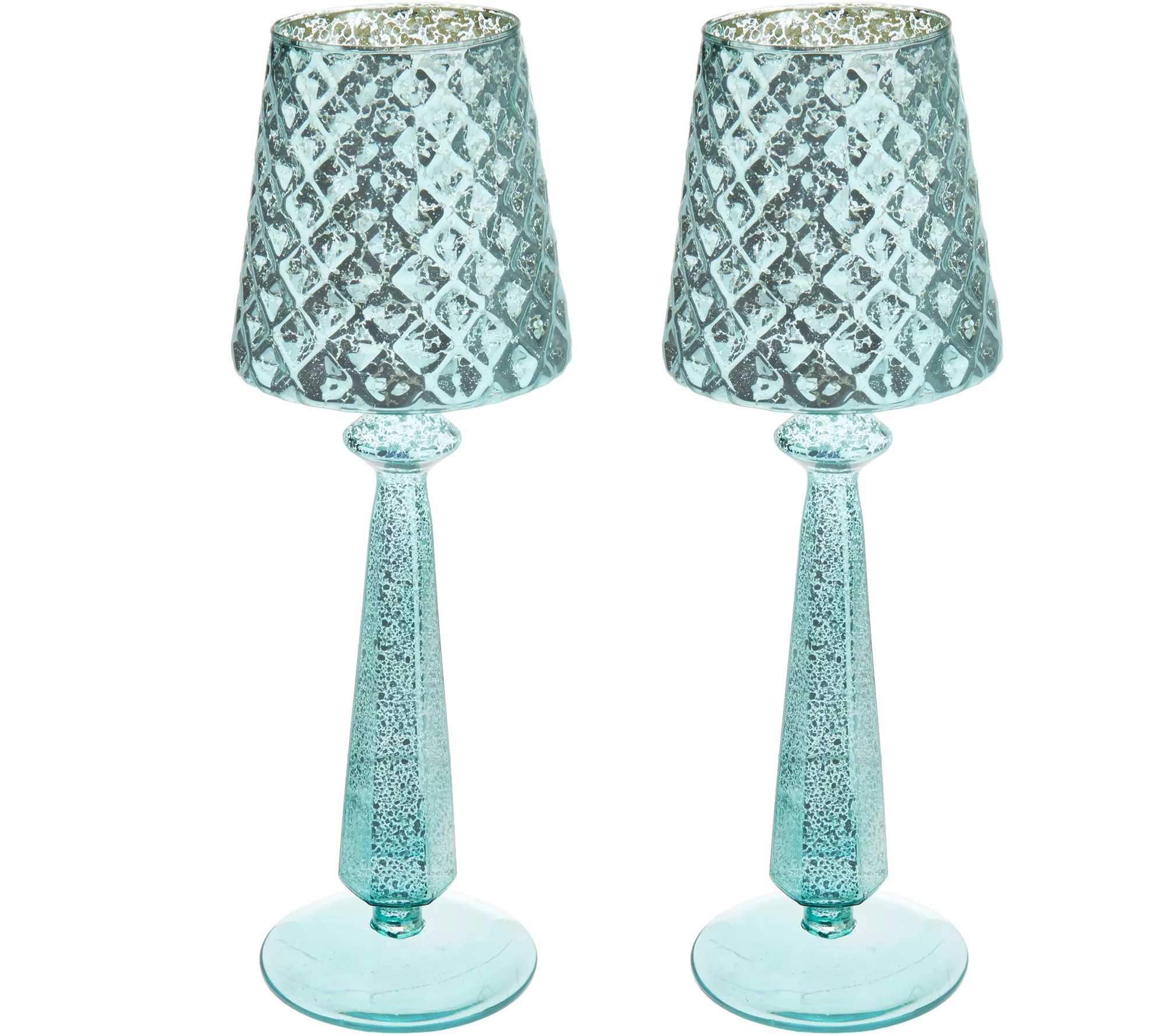Set of (2) 13" Mercury Glass Accent Lamps with Tealights by Valerie