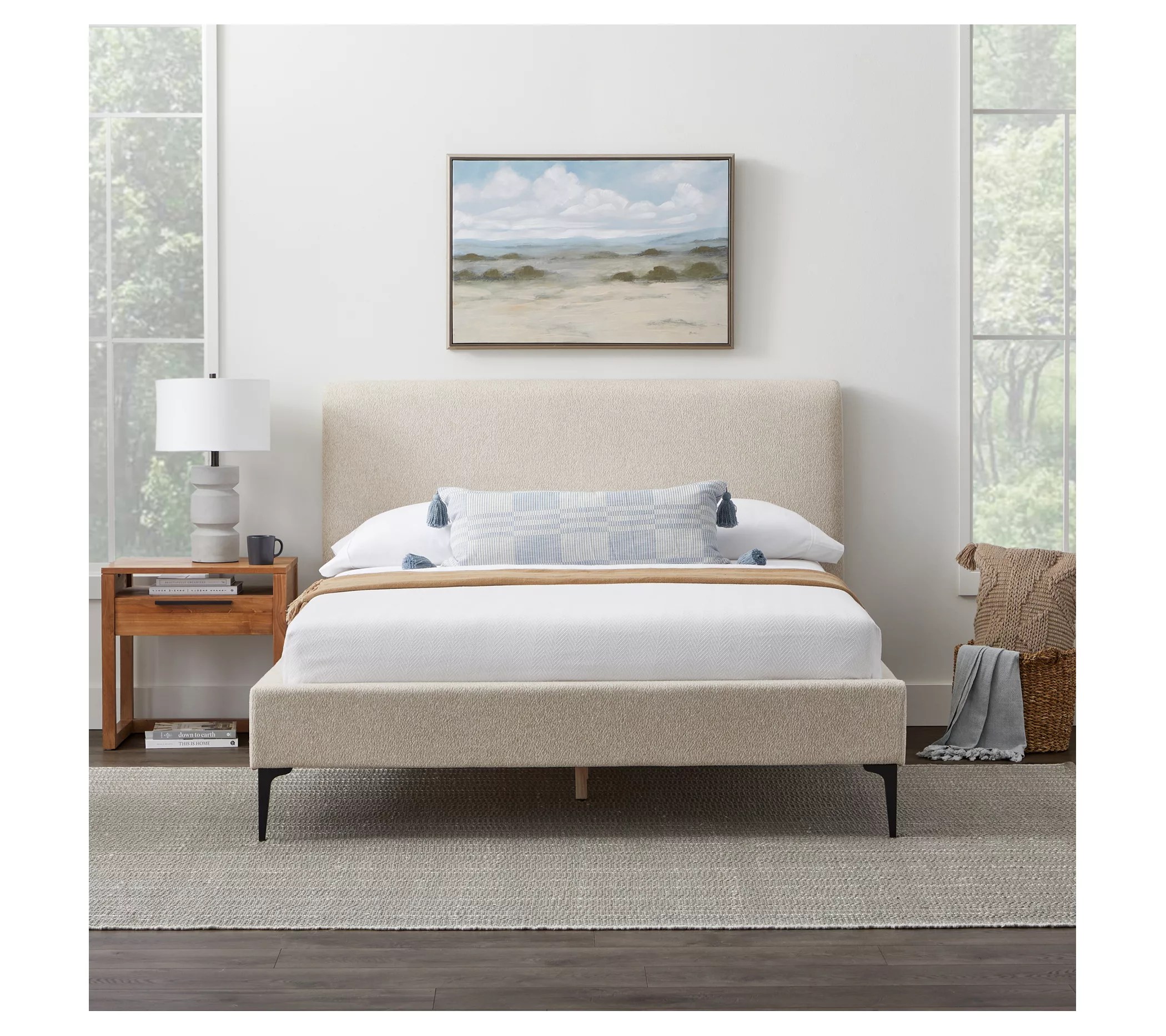New Heights Dillon Upholstered Bed with Metal Legs Queen