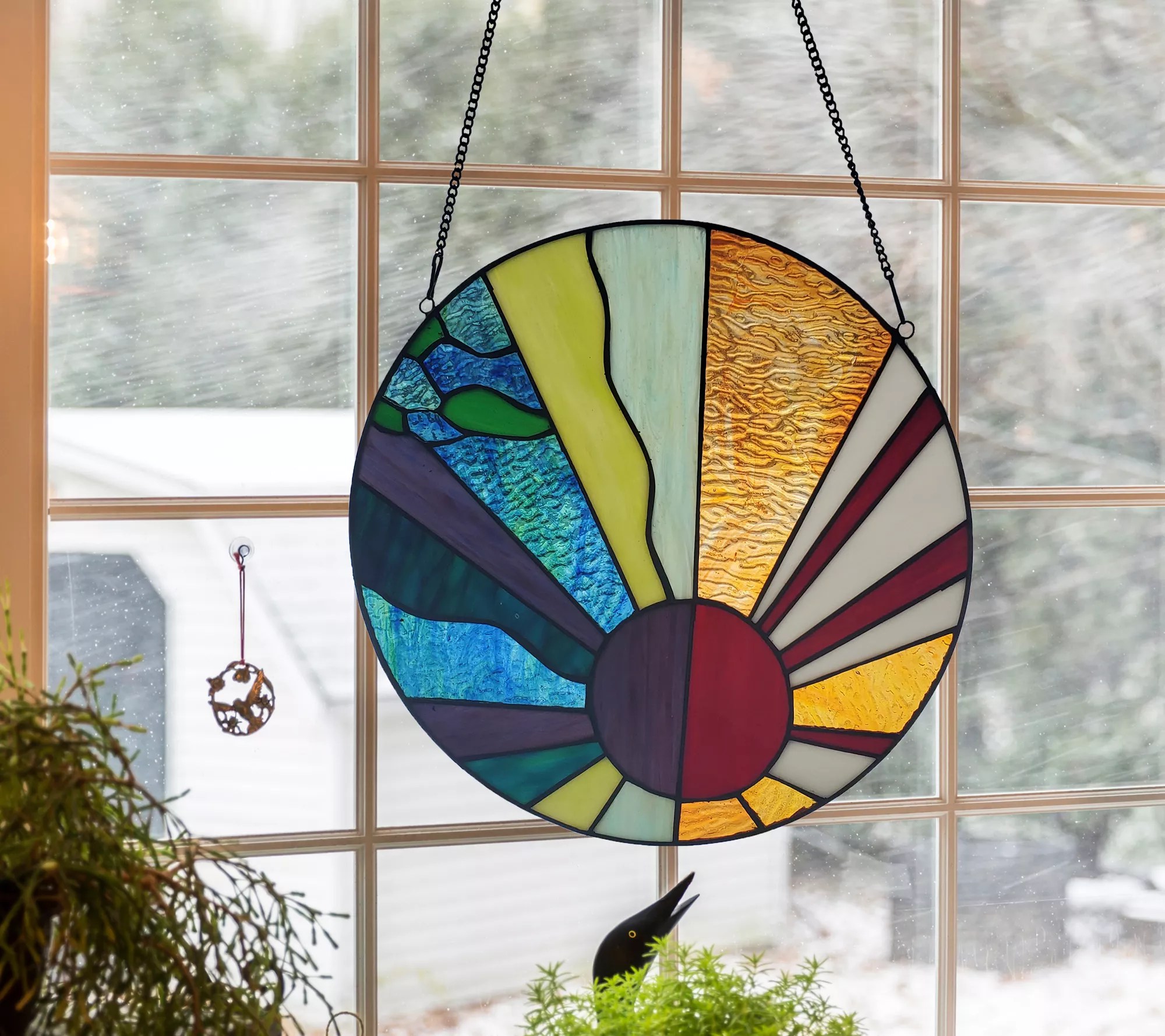 River of Goods 12.75"H Sunray Stained Glass Window Panel