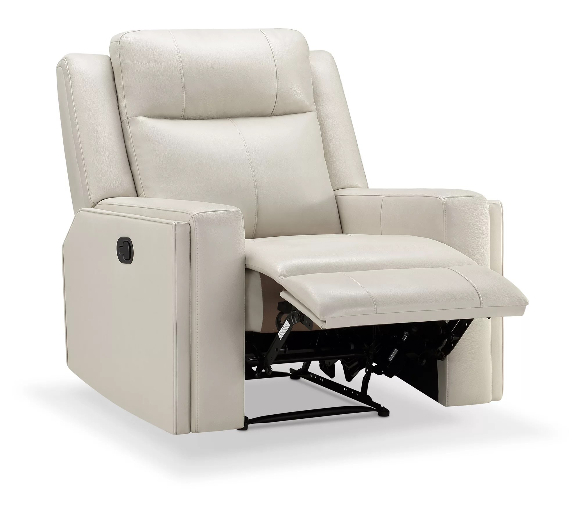 Abbyson Living Rhodes Ivory Top Grain Leather Manual Recliner