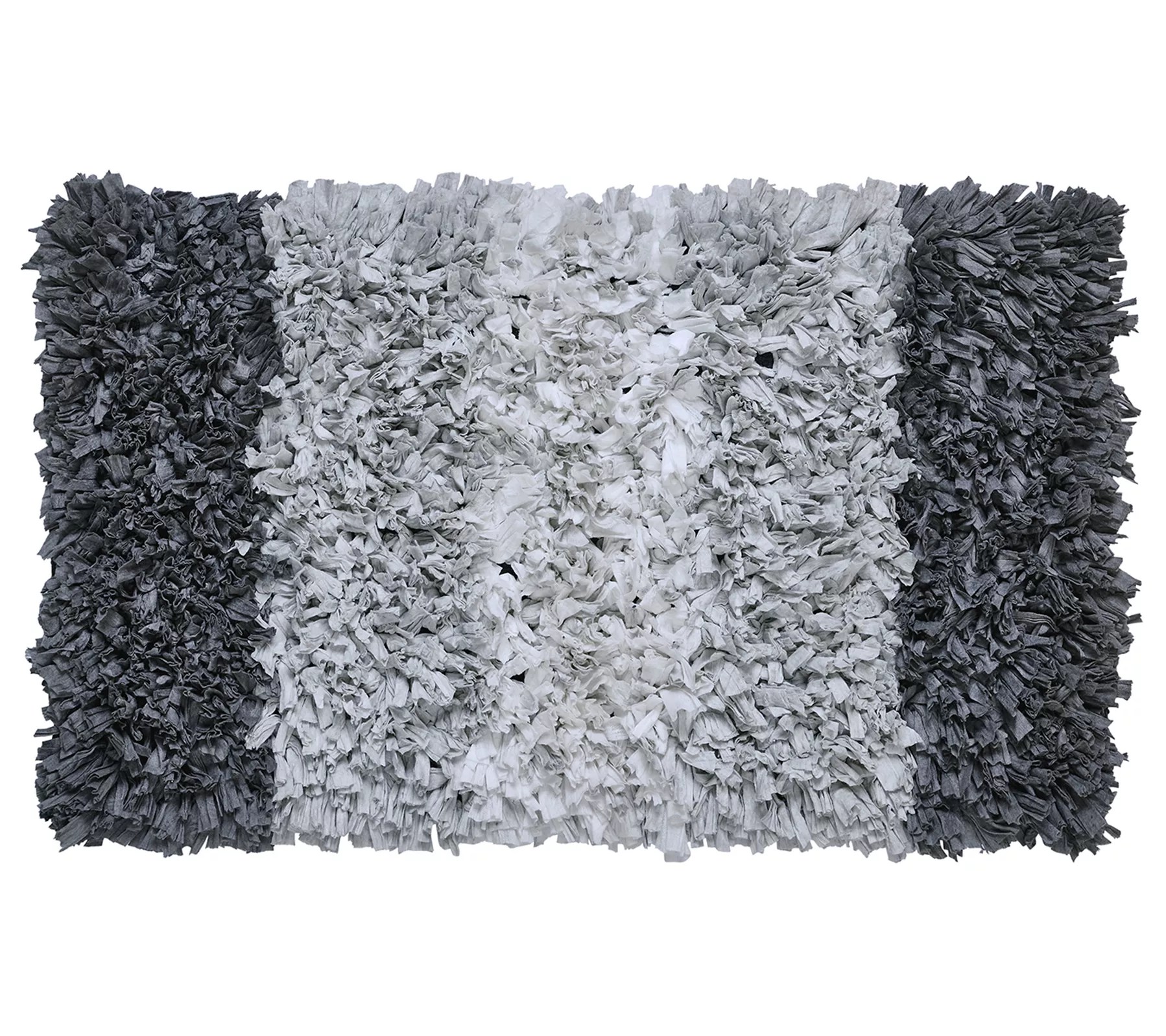 VCNY Home Grey/White Ombre Cotton Paper Shag Bath Rug