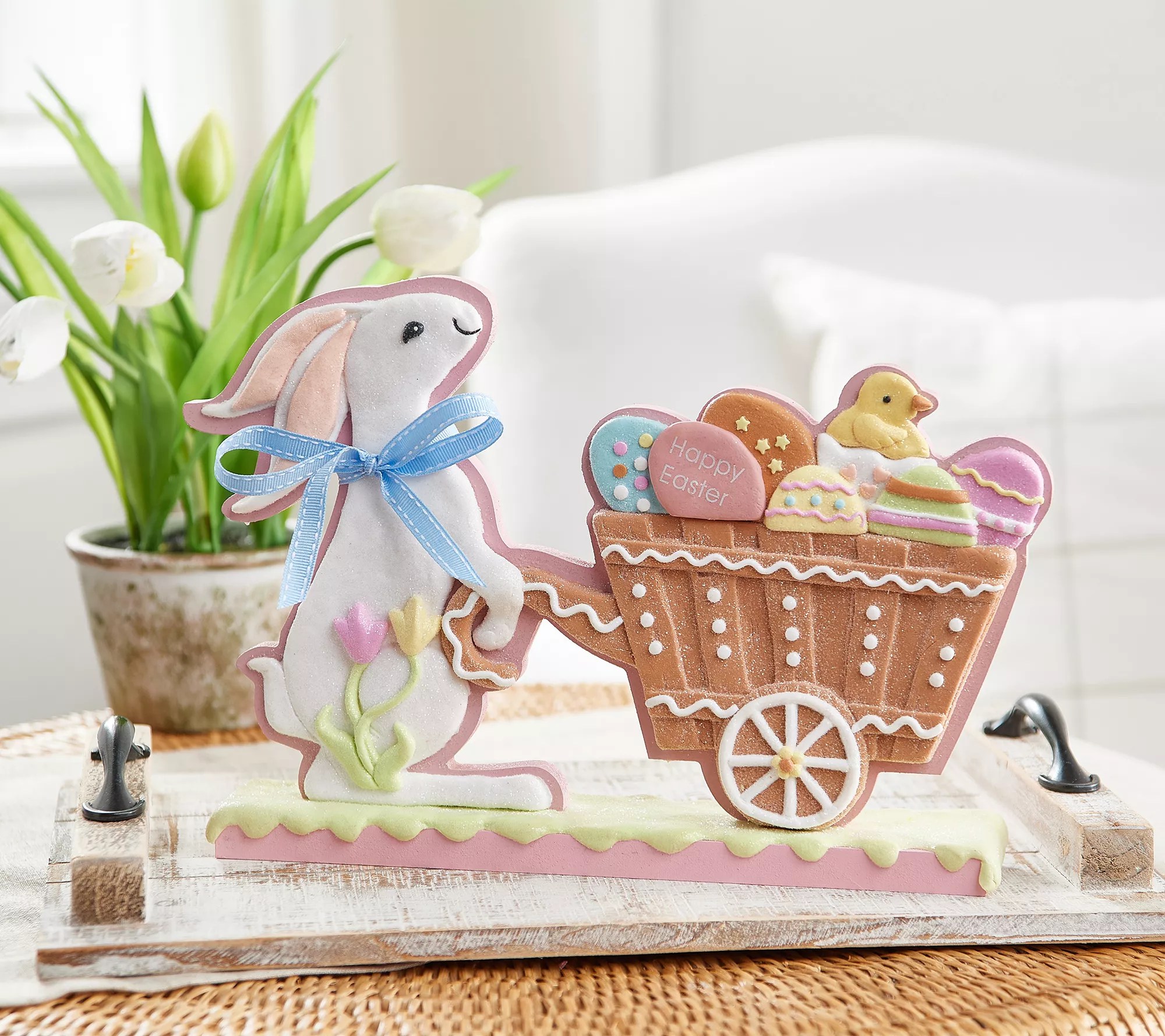 Easter Bunny with Wagon of Eggs by Valerie