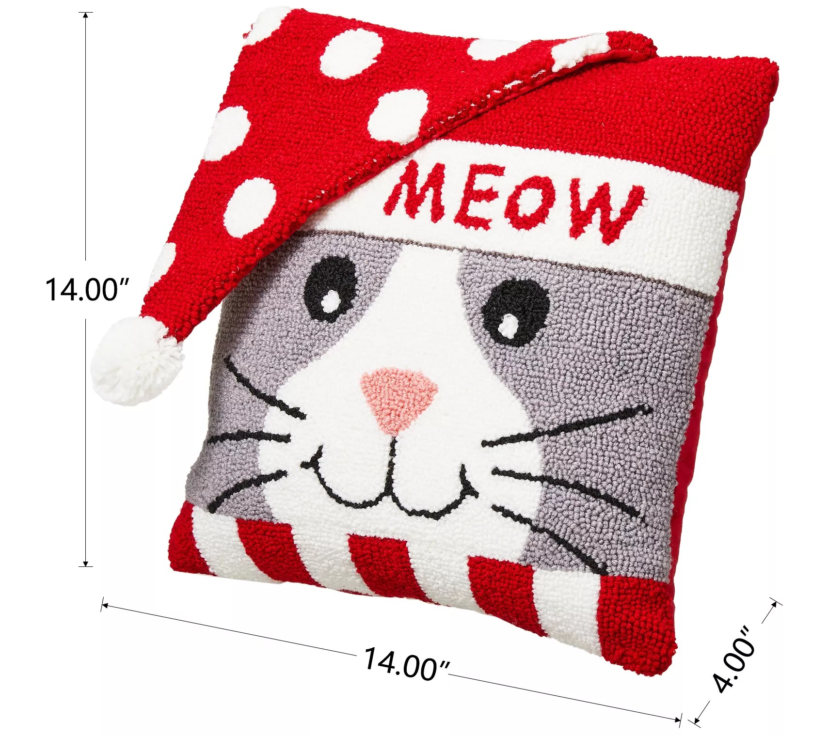 Glitzhome 14"L Hooked 3D Pet Lovers Christmas T hrow Pillow