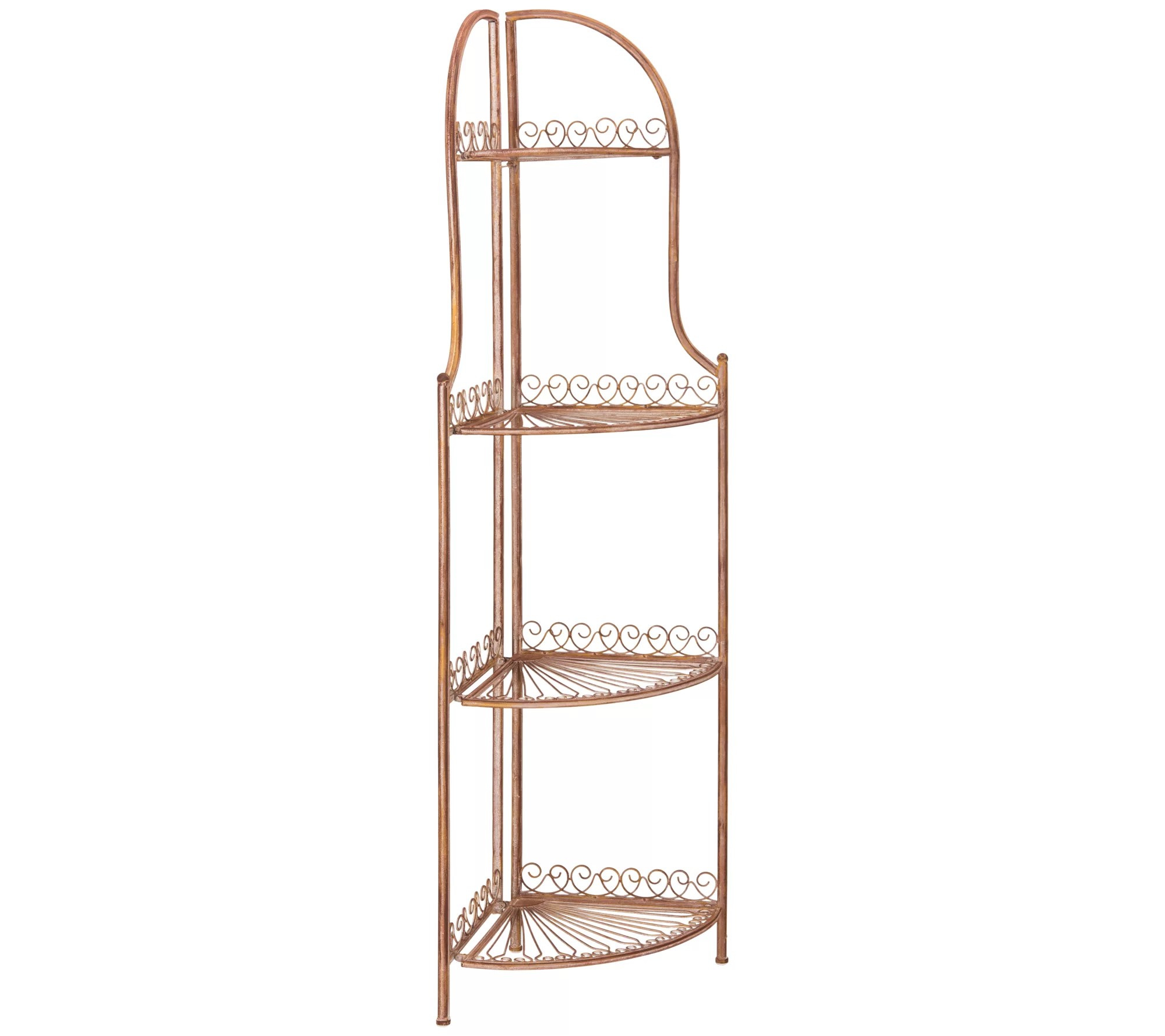 Abarrane Wrought Iron 4Tier Outdoor Corner Shef by Safavieh