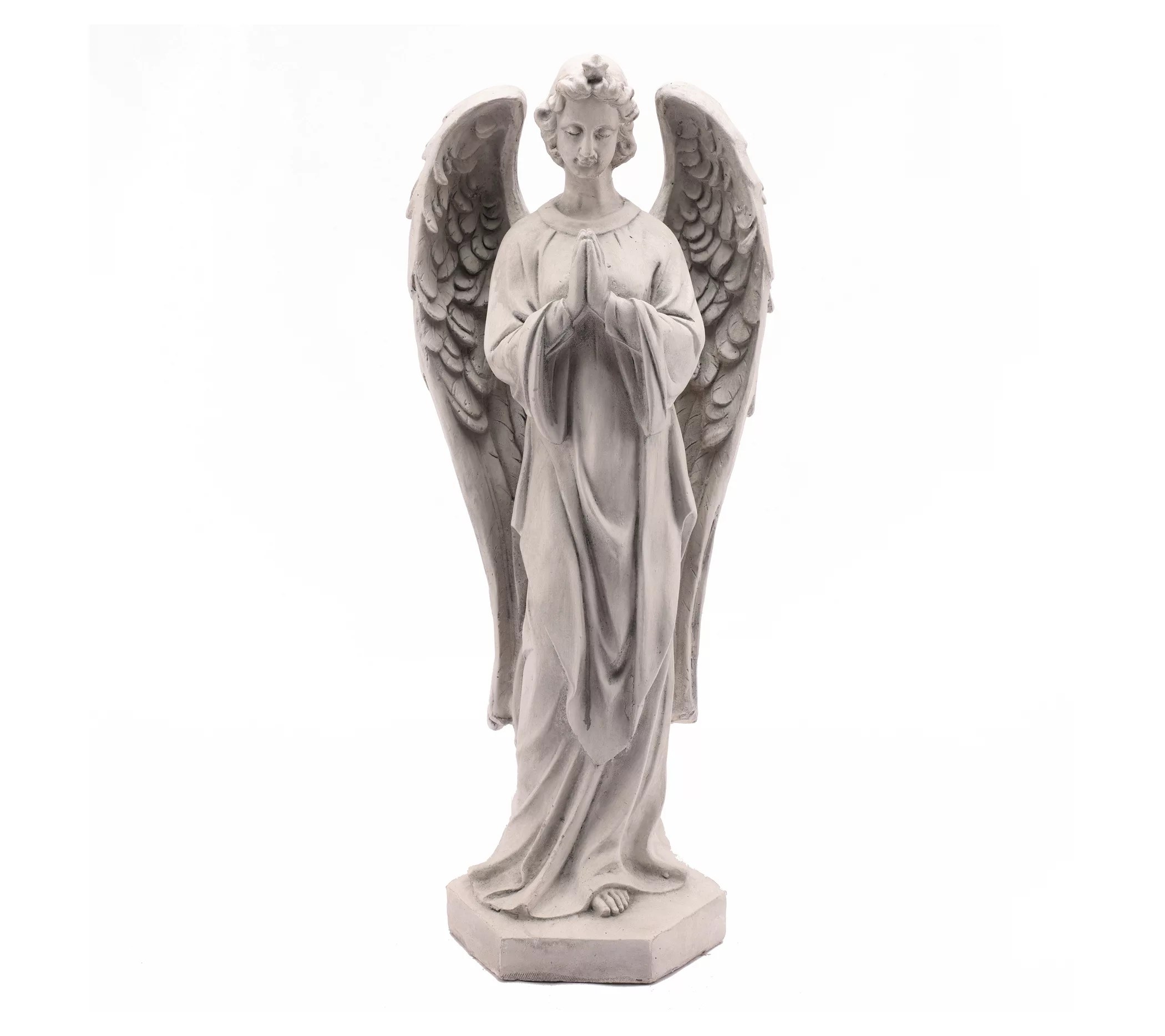 LuxenHome Gray MgO 27" H Prayer Angel Garden Statue