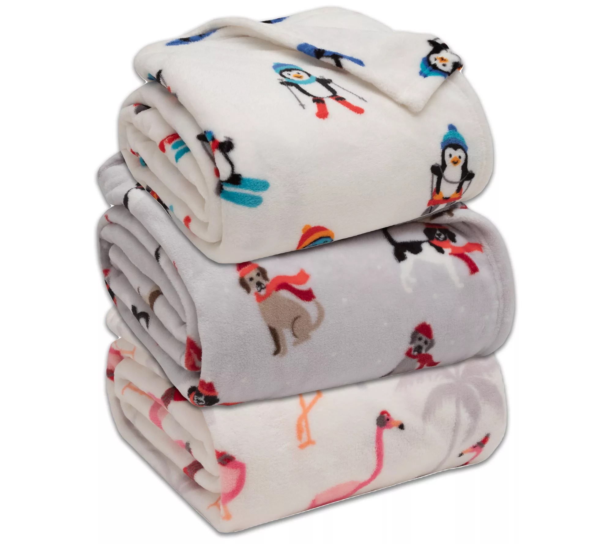 Elite Home Winter Nights Print Plush Blankets K ing