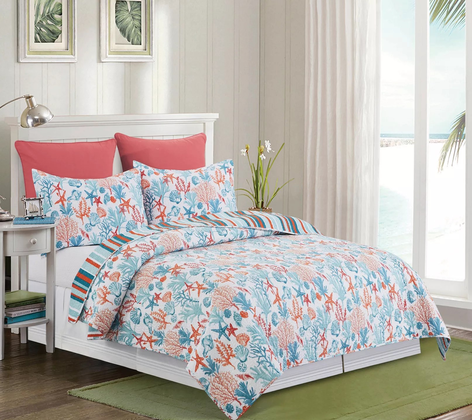 Tangerine Coast 2Piece Cotton Twin Quilt Set by Valerie