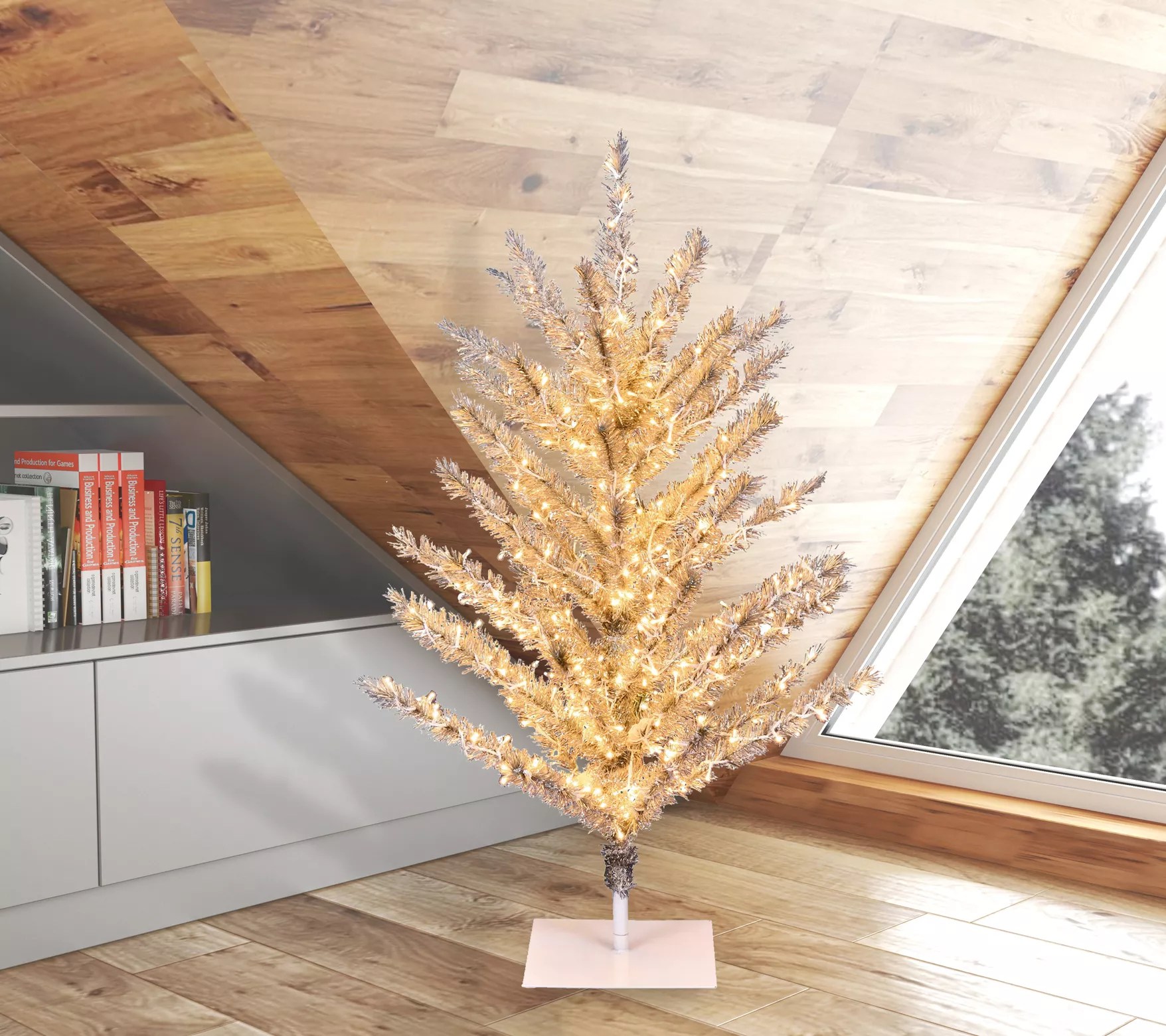 Vickerman 4' x 35" VintageStyle Aluminum Tree