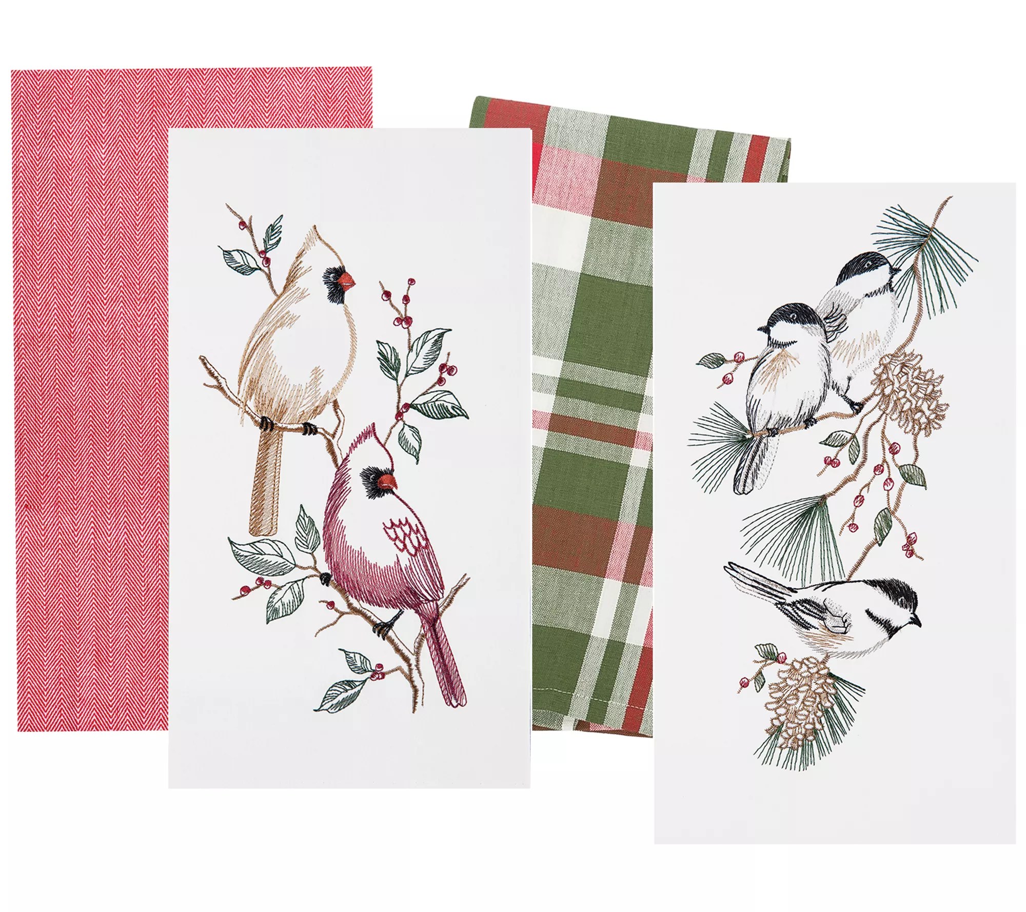 Christmas Birds Towels Set of 4 by Valerie