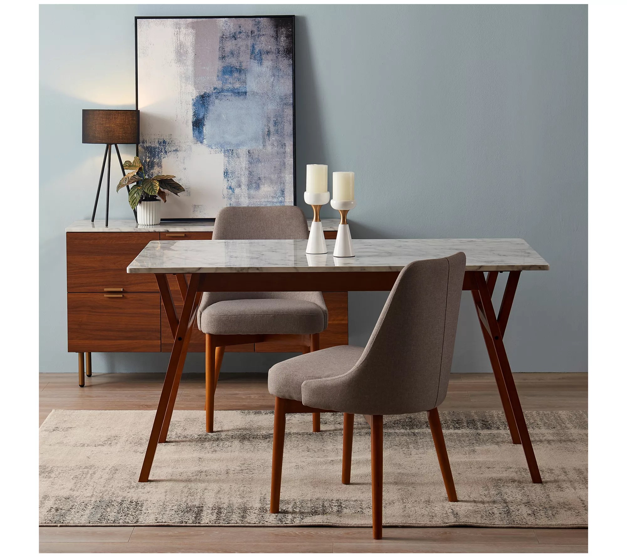 Teamson Home Rectangular Dining Table with FauxMarble Top