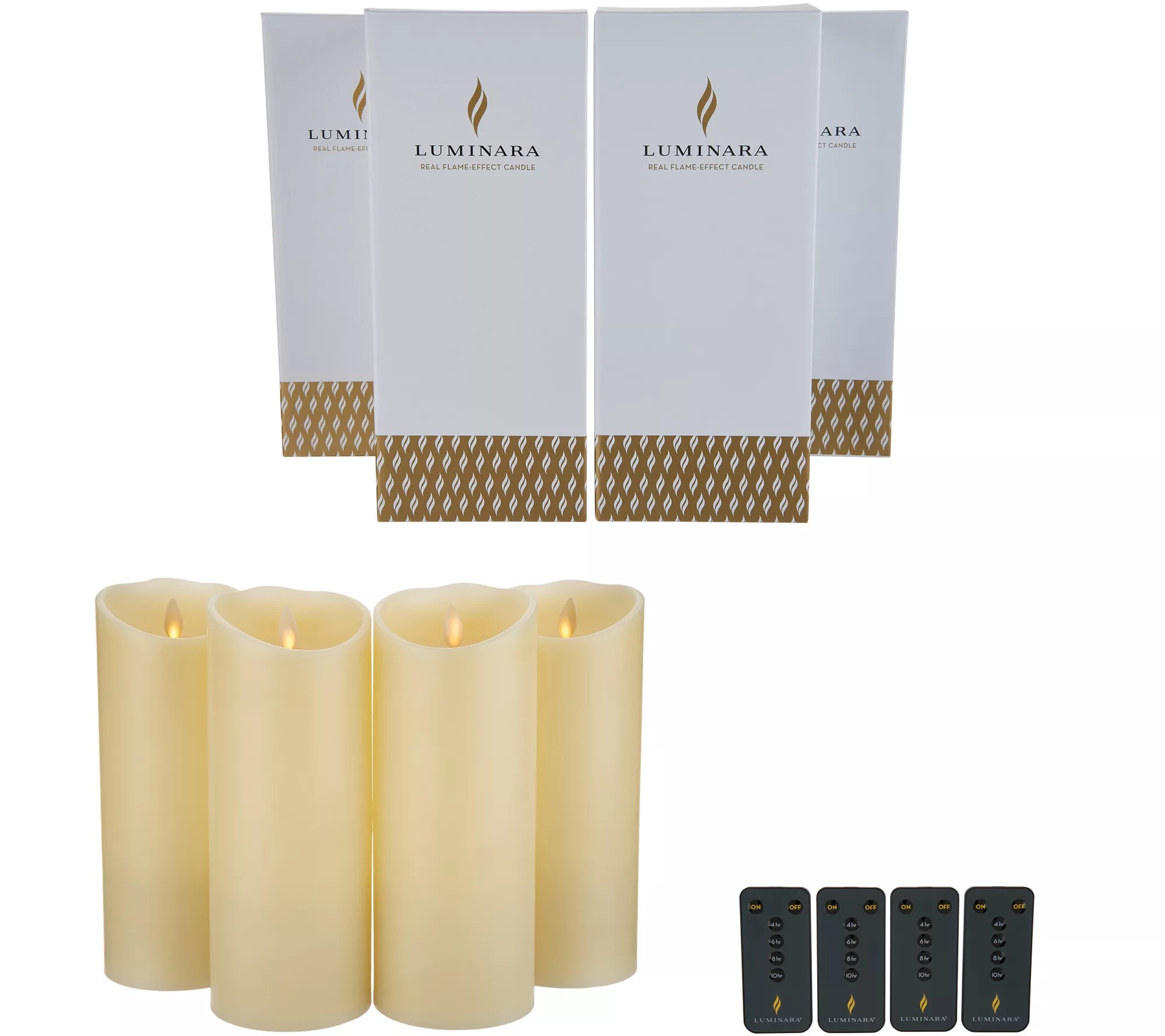 Luminara Set of (4) 9" Flameless Candles with Remotes & Boxes