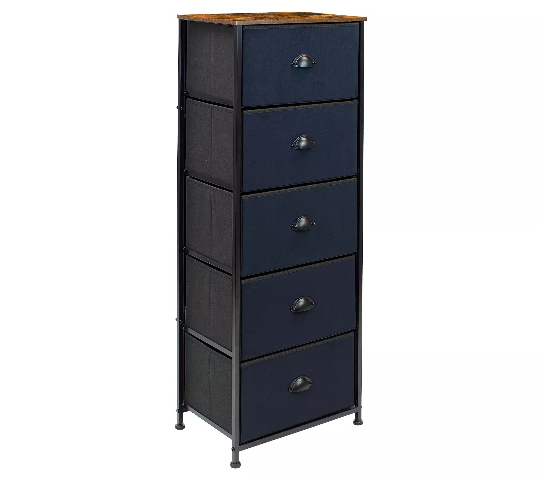 Sorbus Tall Dresser with 5 Drawers Rustic Bl ack