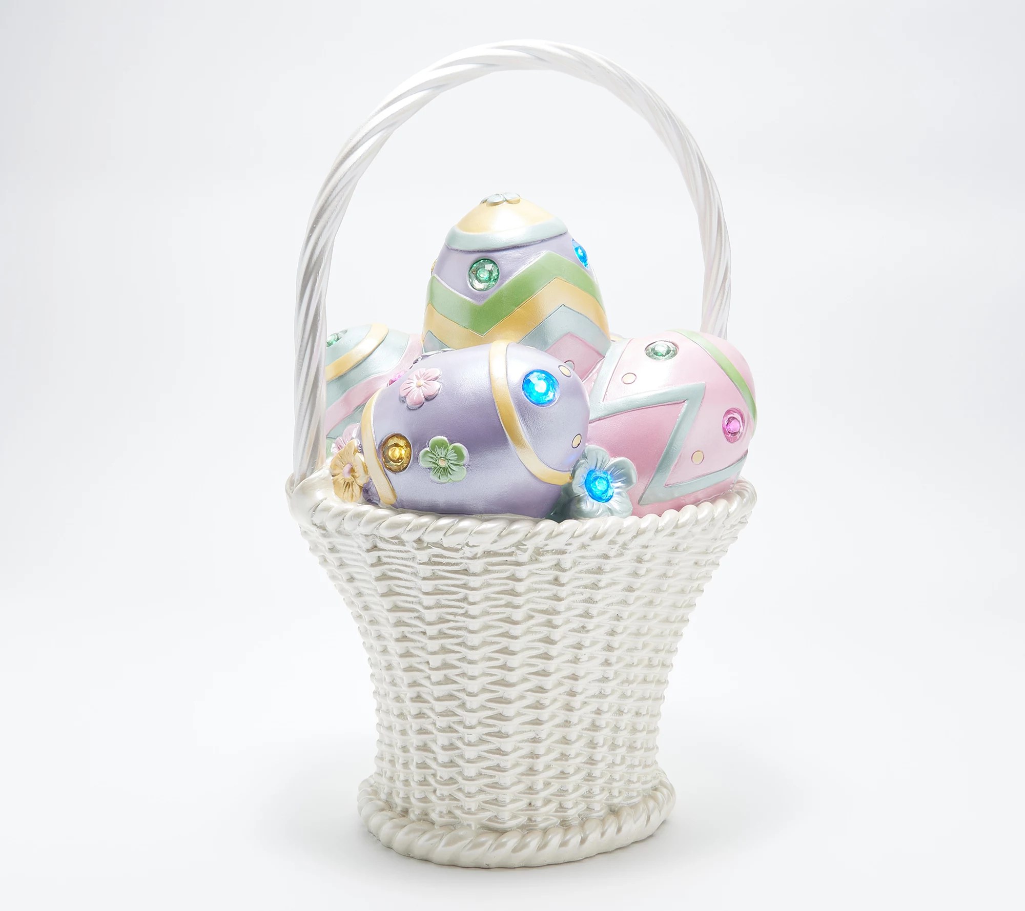 "As Is" Willow Manor 17" Resin Illuminated Basket with Eggs