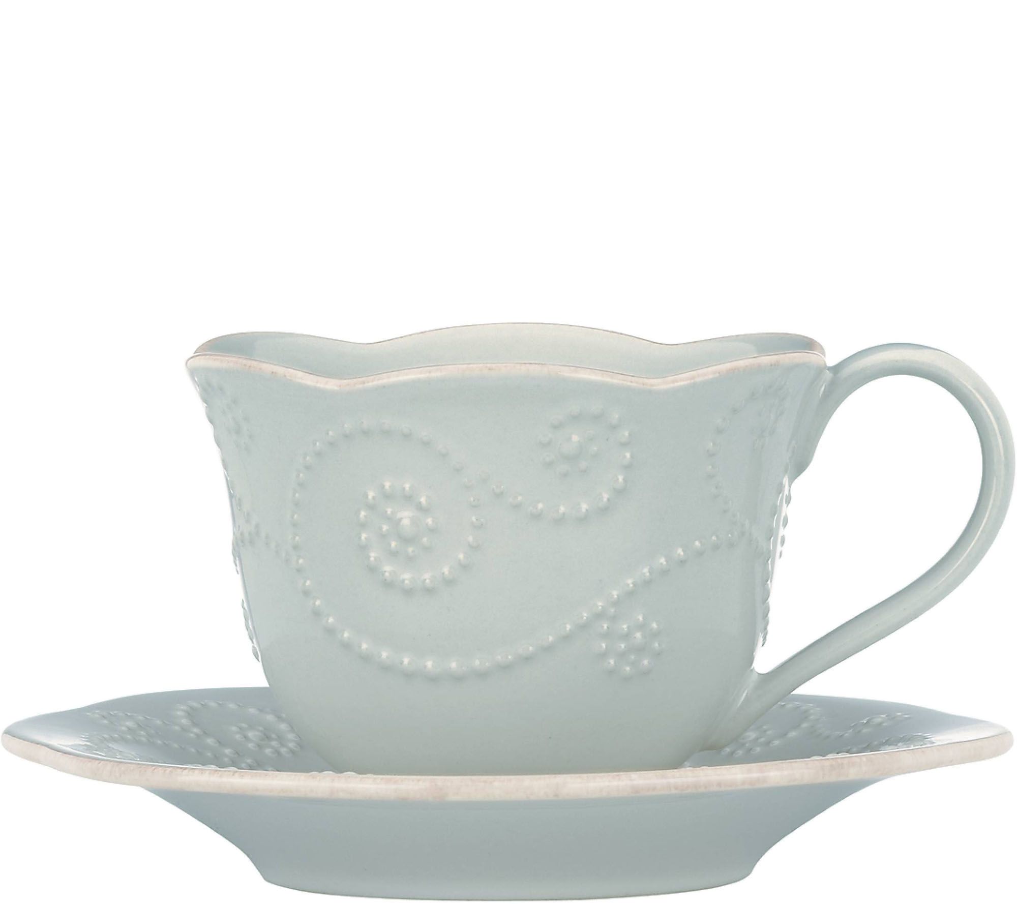 Lenox French Perle Cup and Saucer Set Ice Blue