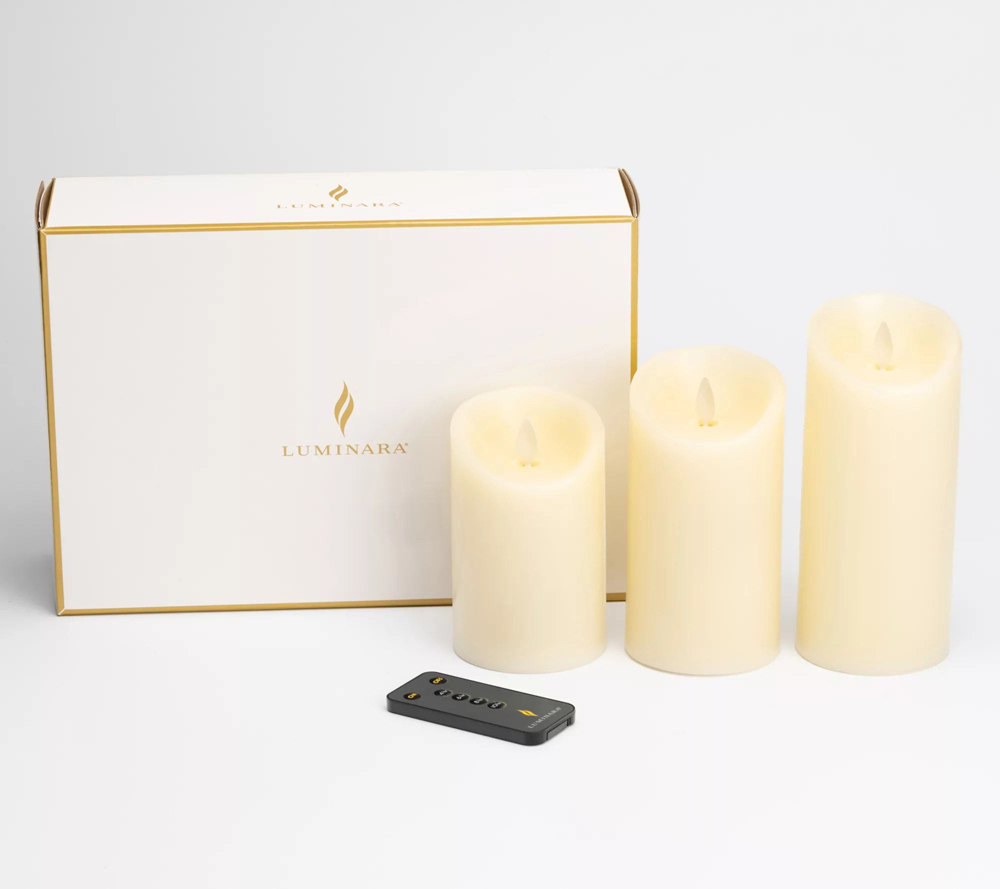 Luminara Set of 3 Flameless Pillar Candles with Gift Box