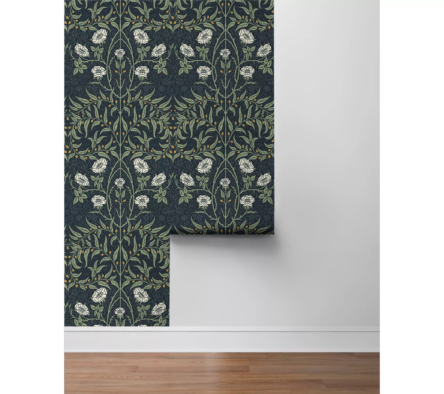 NextWall Stenciled Floral Vintage Peel and Stick Wallpaper