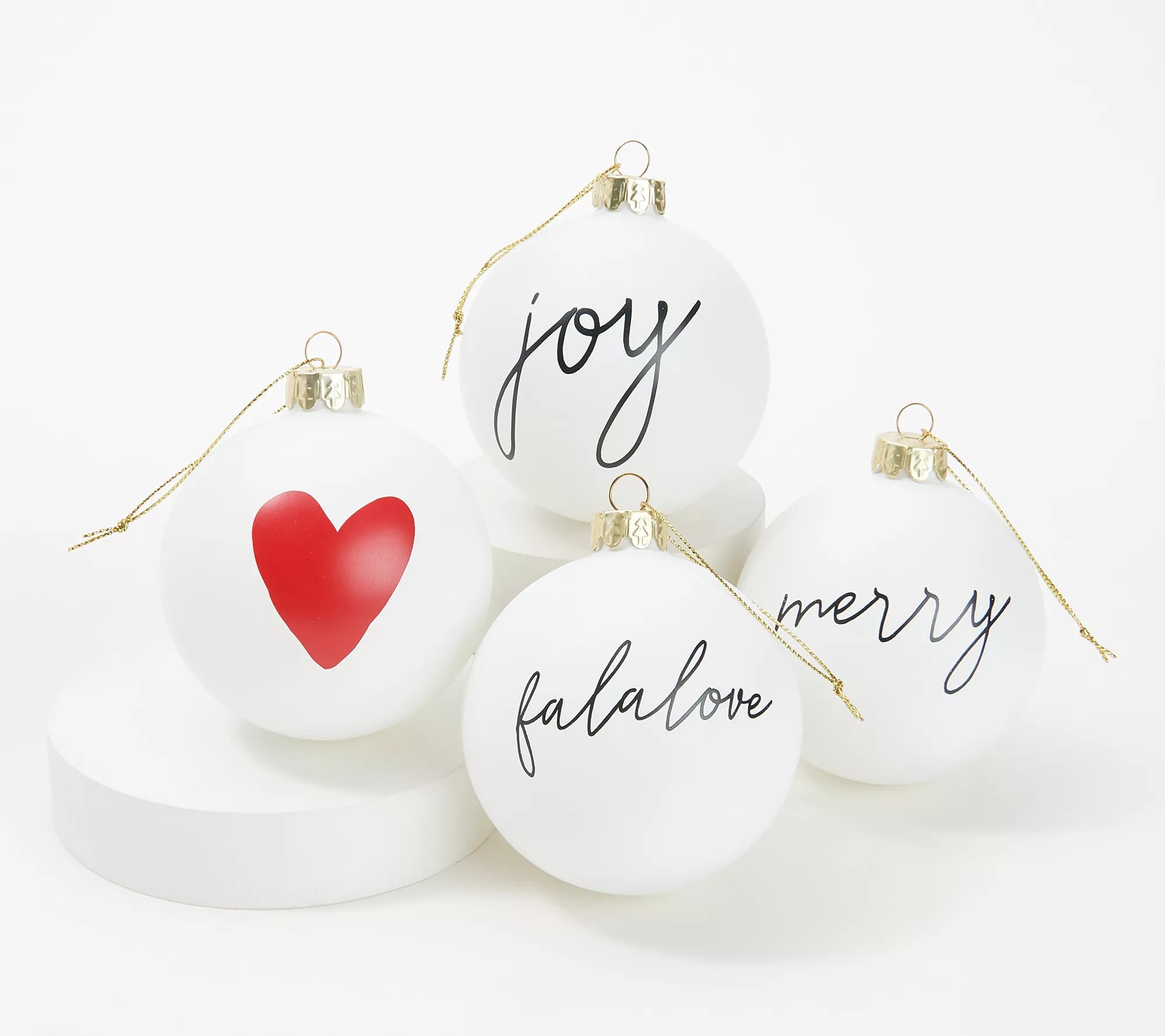 "As Is" Peace Love World Set of 4 Glass Ornaments