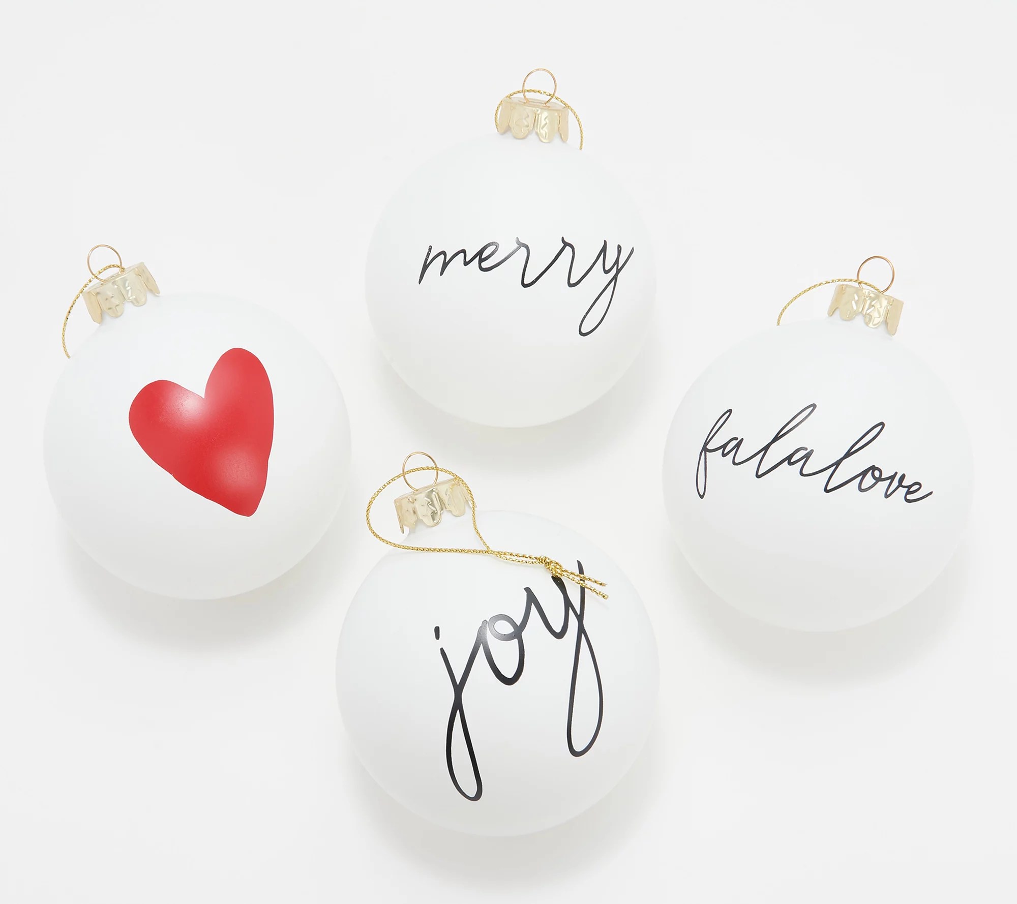 "As Is" Peace Love World Set of 4 Glass Ornaments