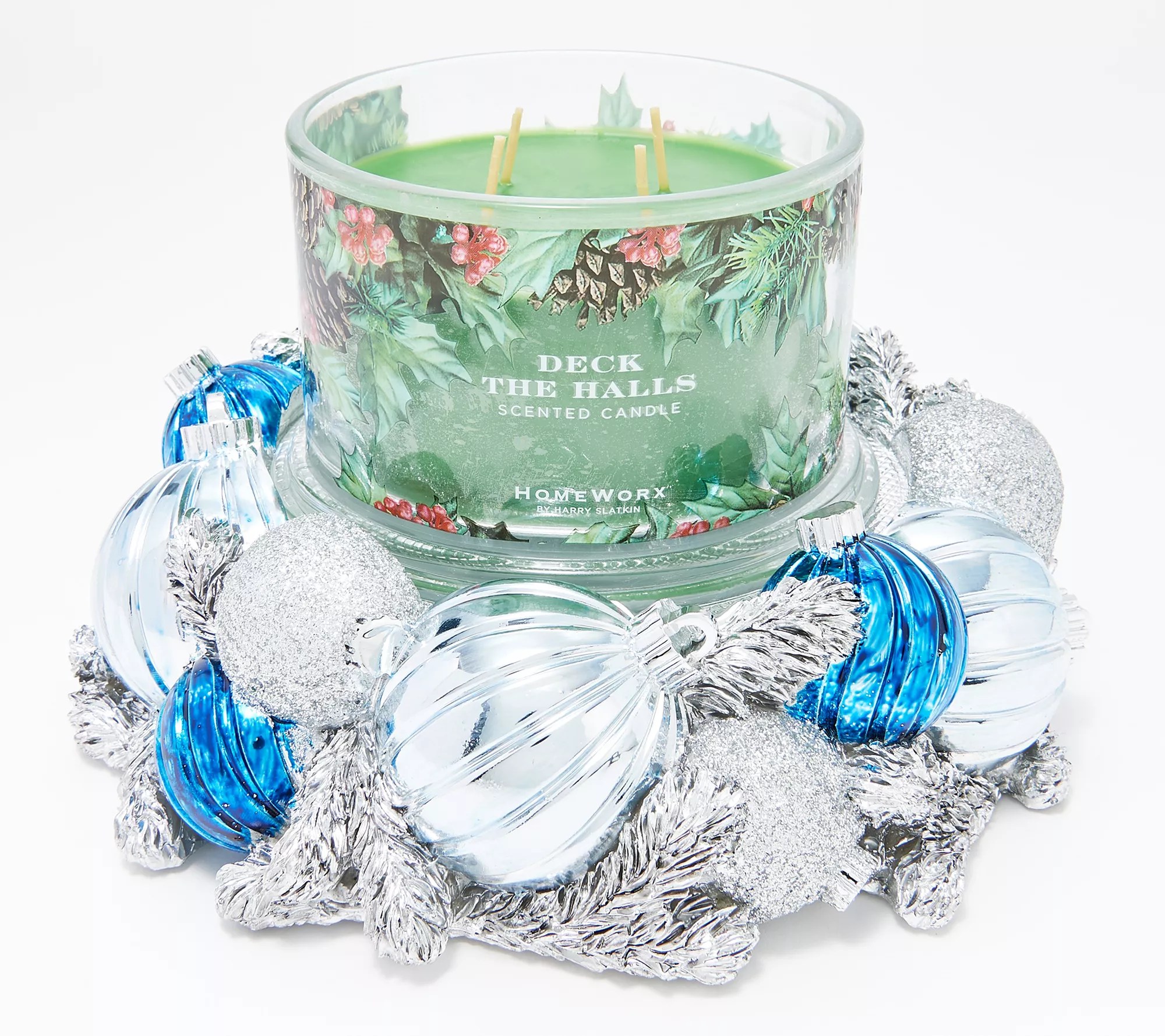 "As Is" HomeWorx by Harry Slatkin Blue Ornament Pedestal Candle