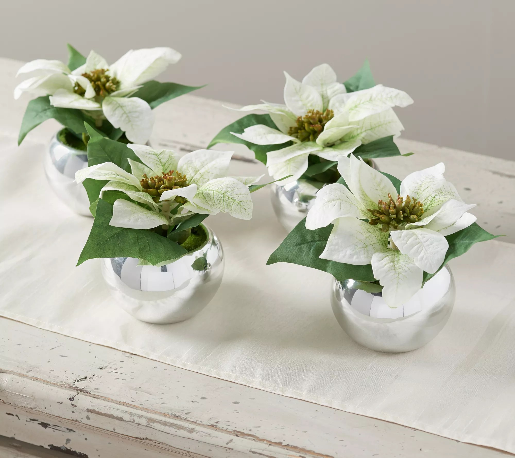 "As Is" Set of (4) 6" Mini Faux Poinsettia Plants by Valerie
