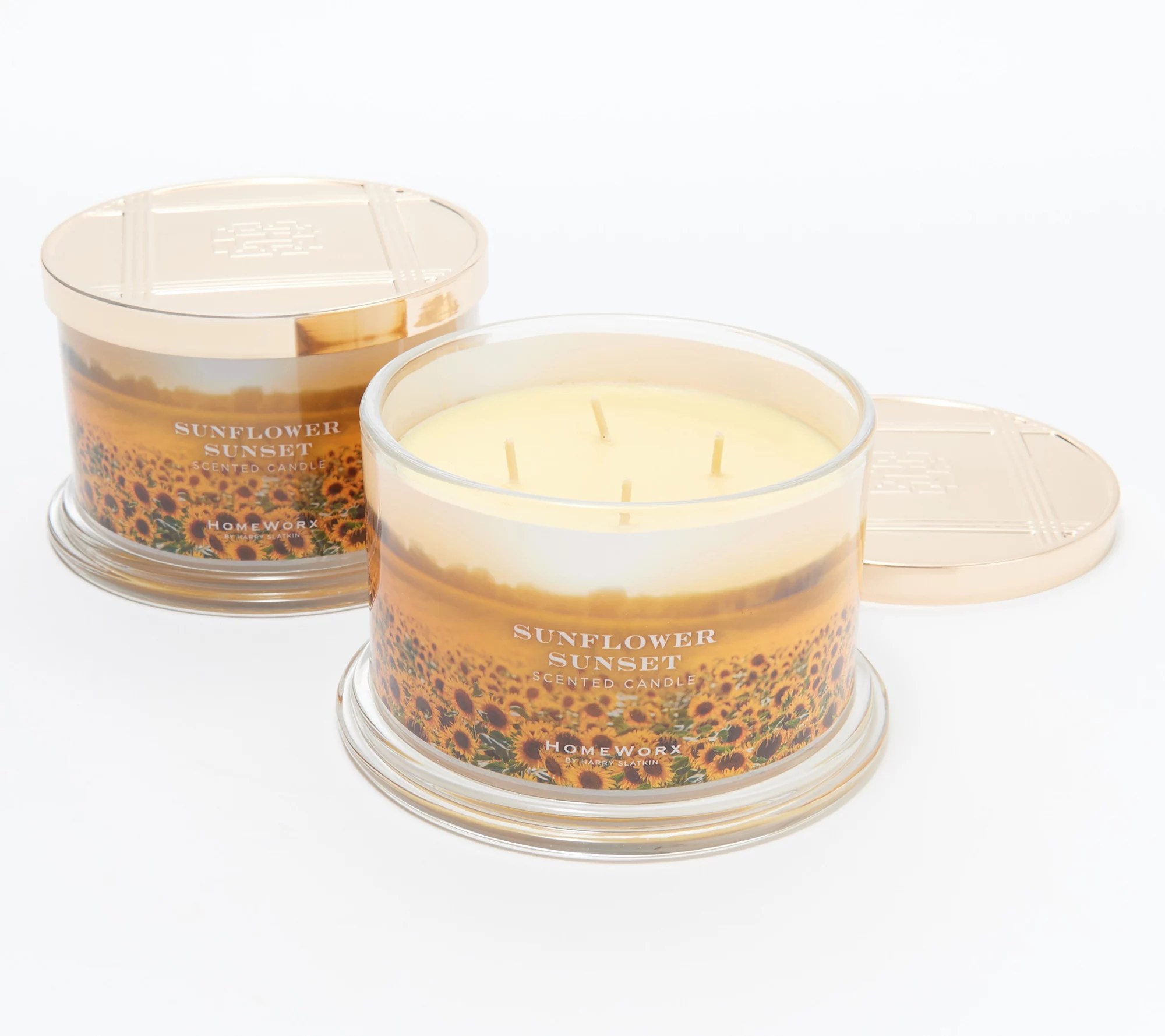 "As Is"HomeWorx by Harry Slatkin s/2 Sunflower Sunset Candles