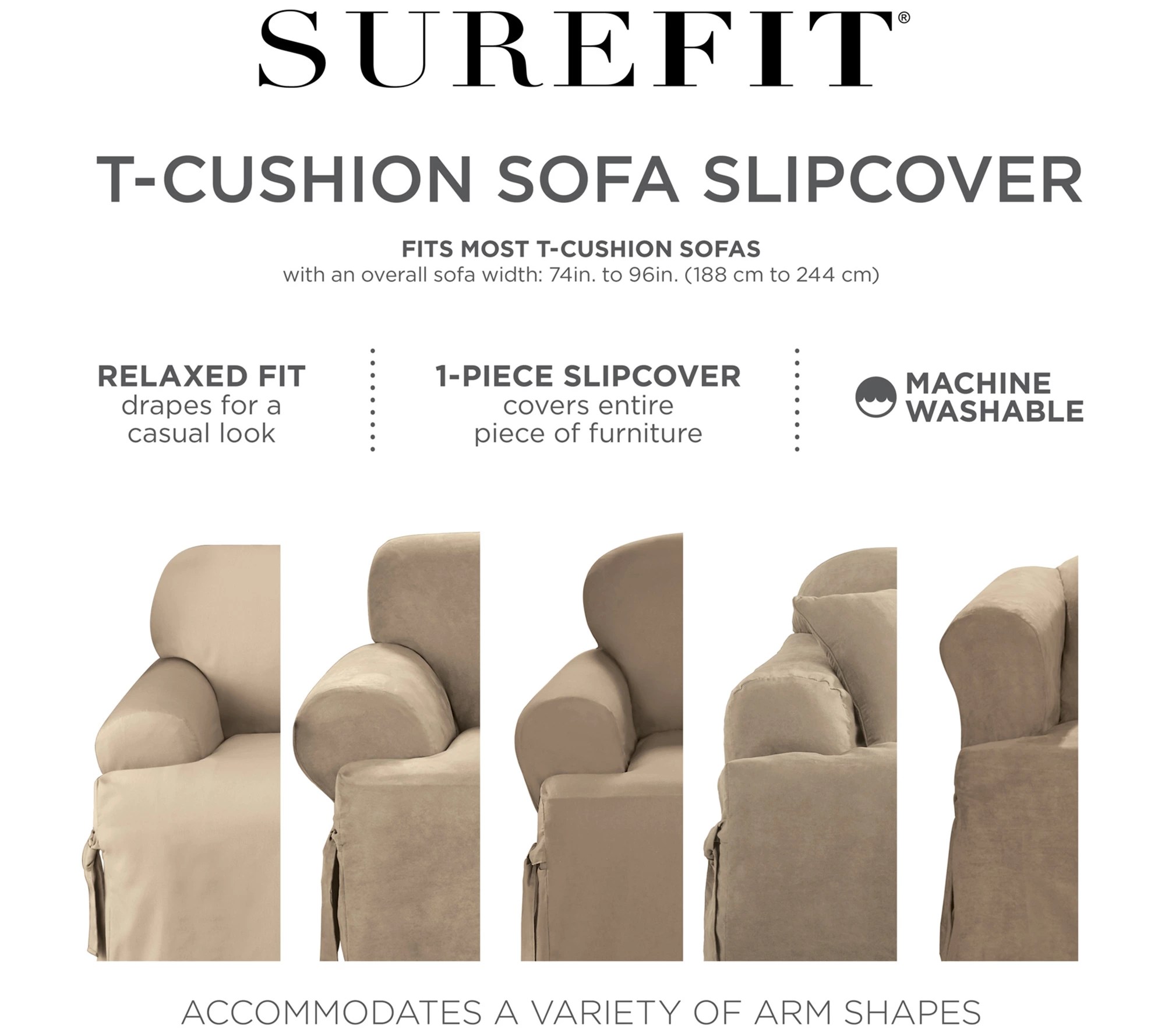 SureFit Heavy Weight Cotton Canvas 1Pc TCushion Sofa Slipcover