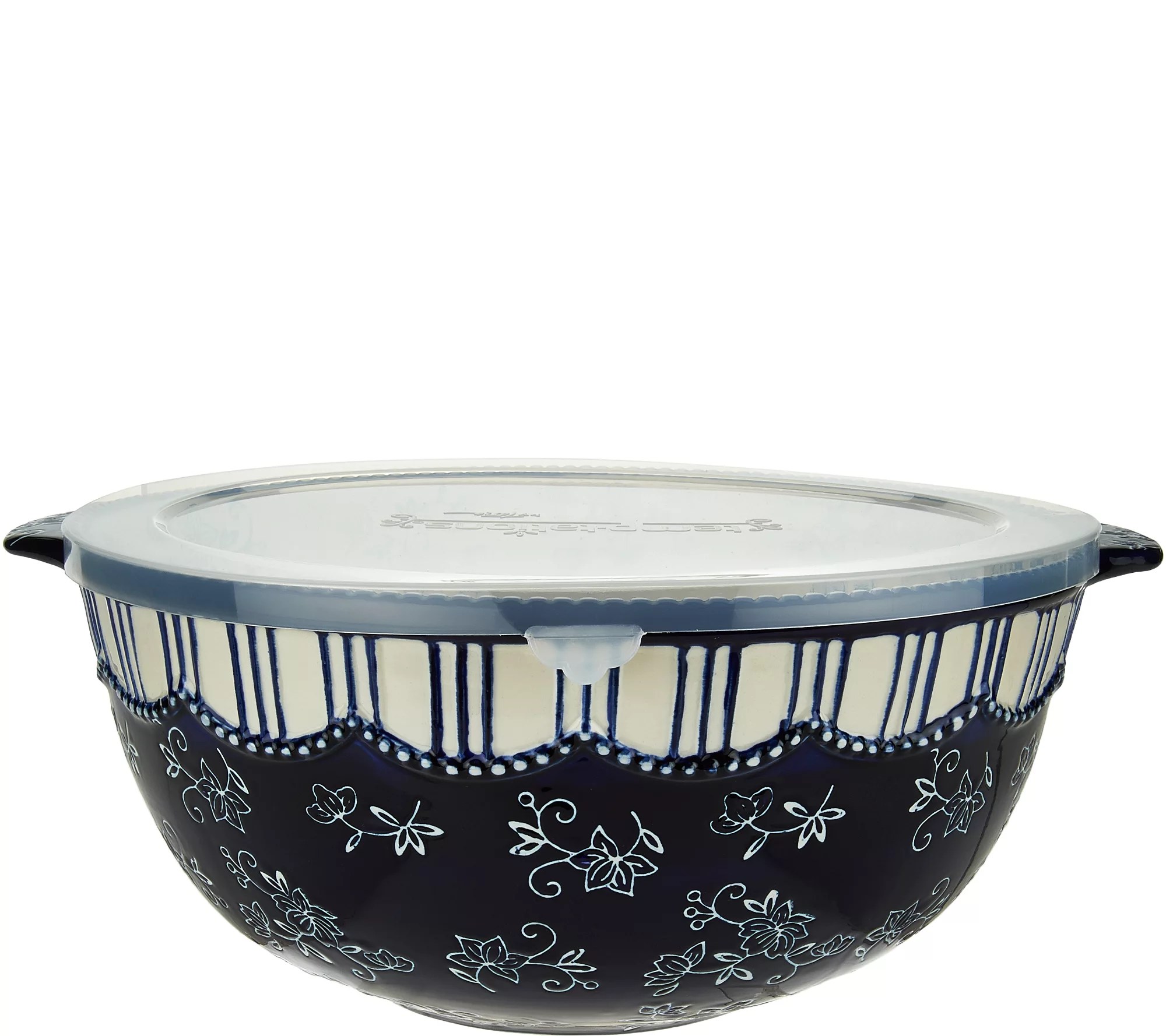 Temptations Floral Lace 6 qt. Mixing Bowl with Plastic Lid