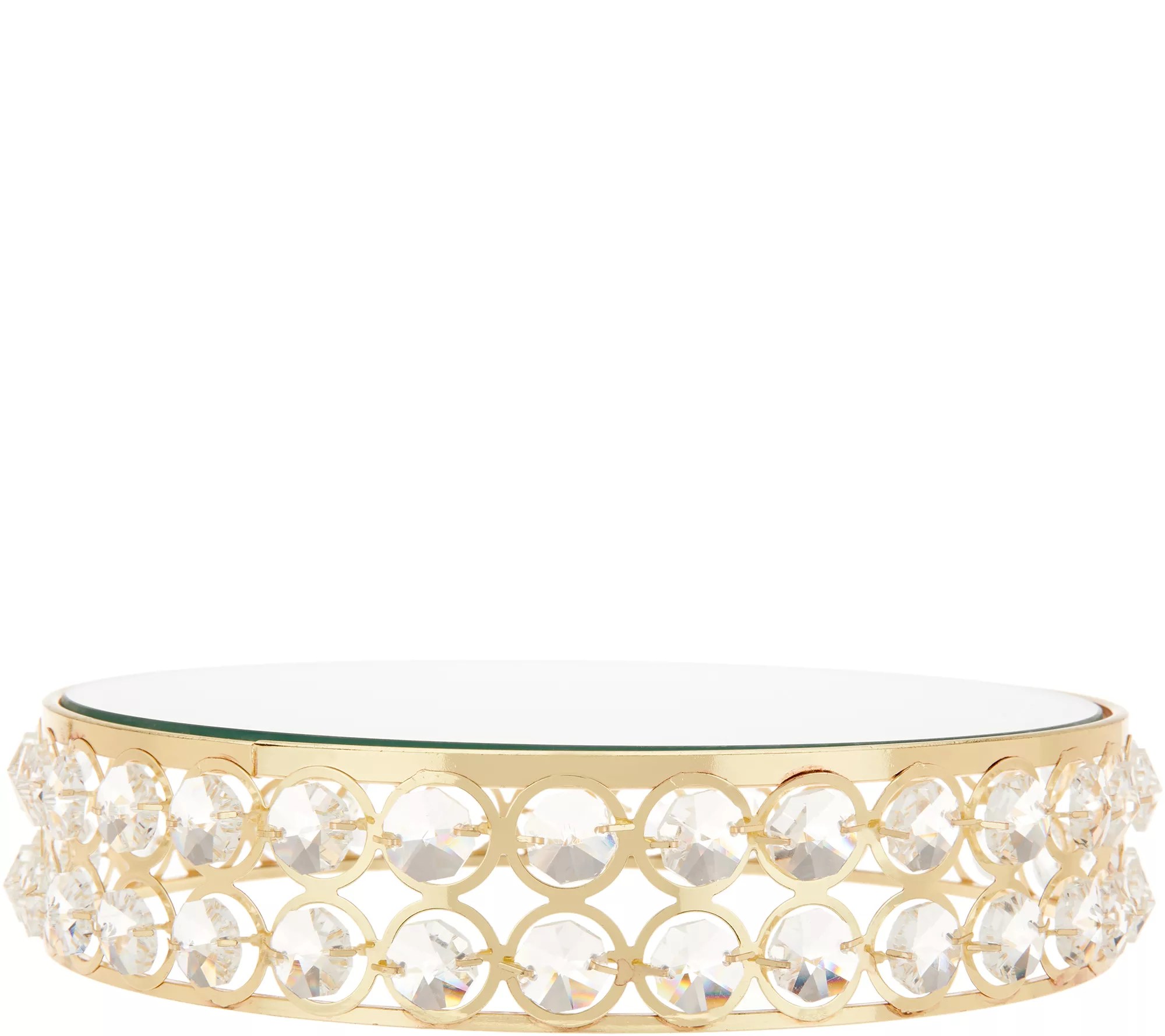 Set of 2 Stacking Faceted Glass Mirrored Trays by Valerie