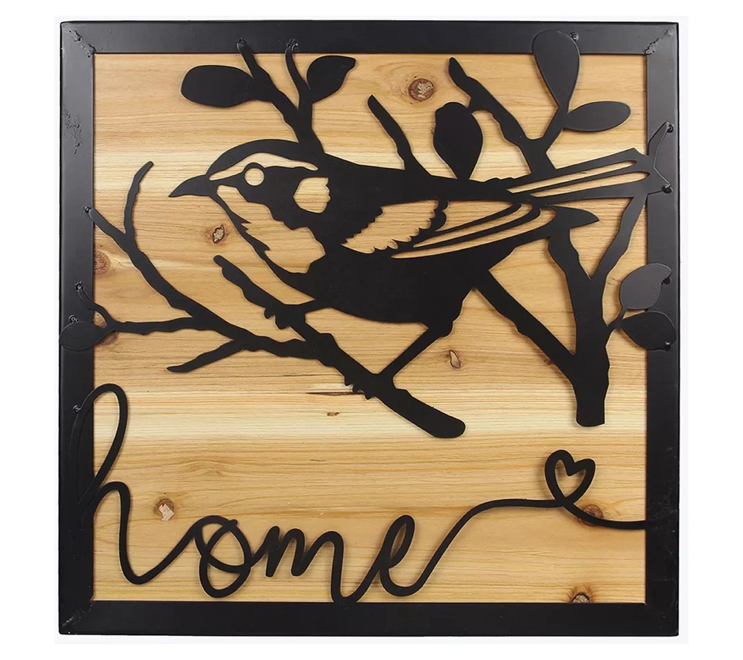 Young's Wood and Black Metal Wall Decor