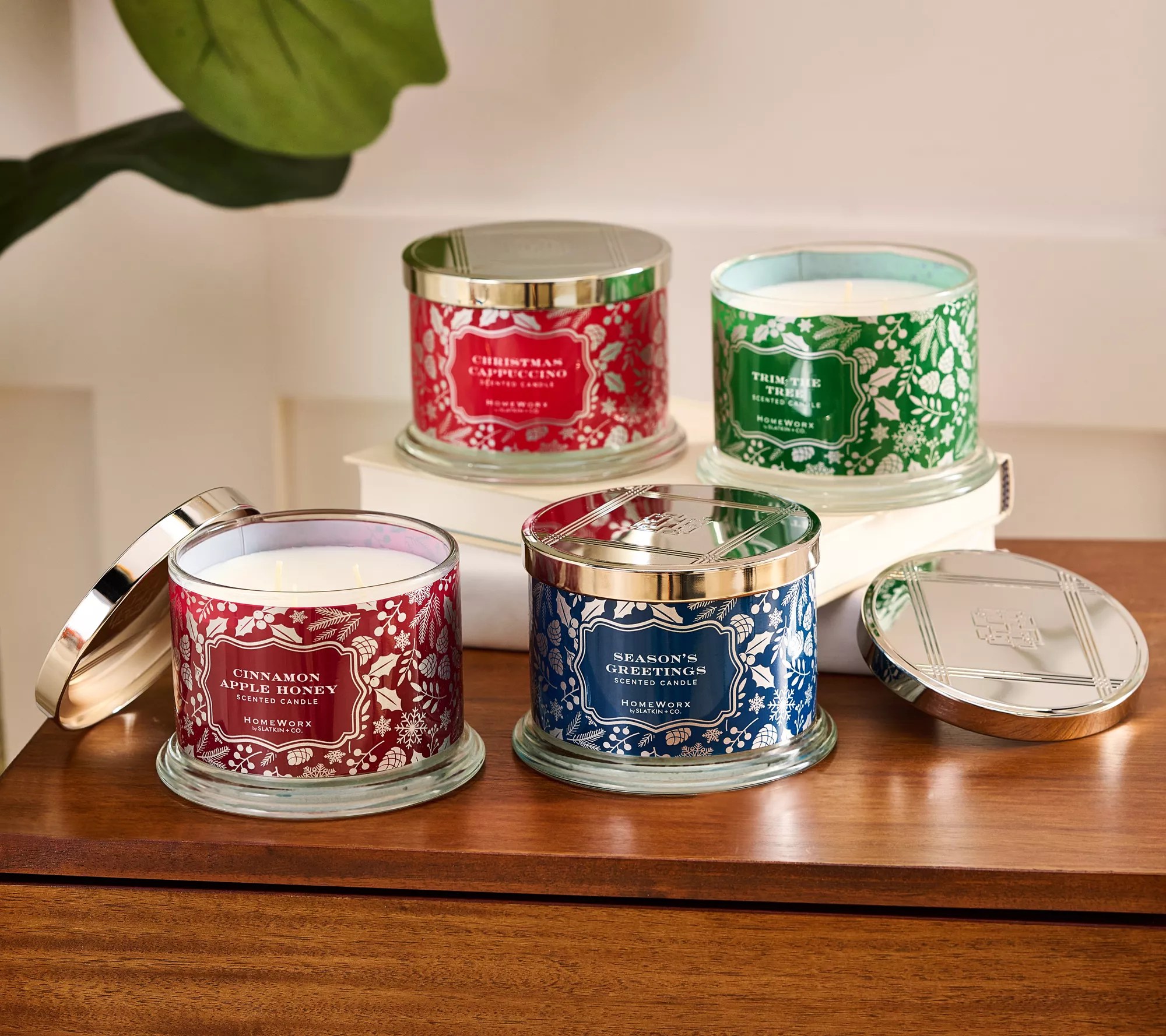 HomeWorx by Slatkin & Co. Set of (4) 14oz Festive Candles