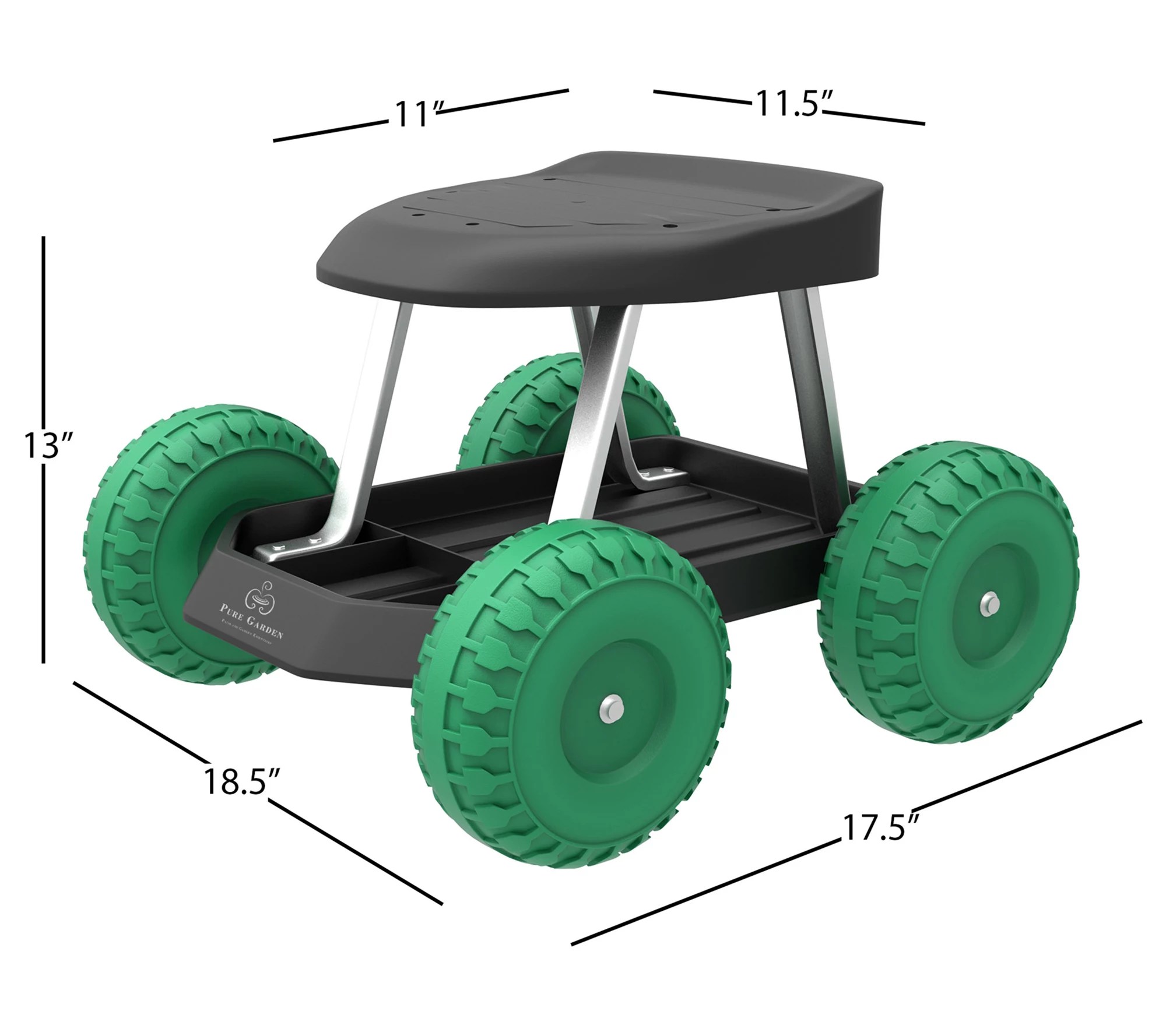 Pure Garden Cart Rolling Stool Gardening Seat
