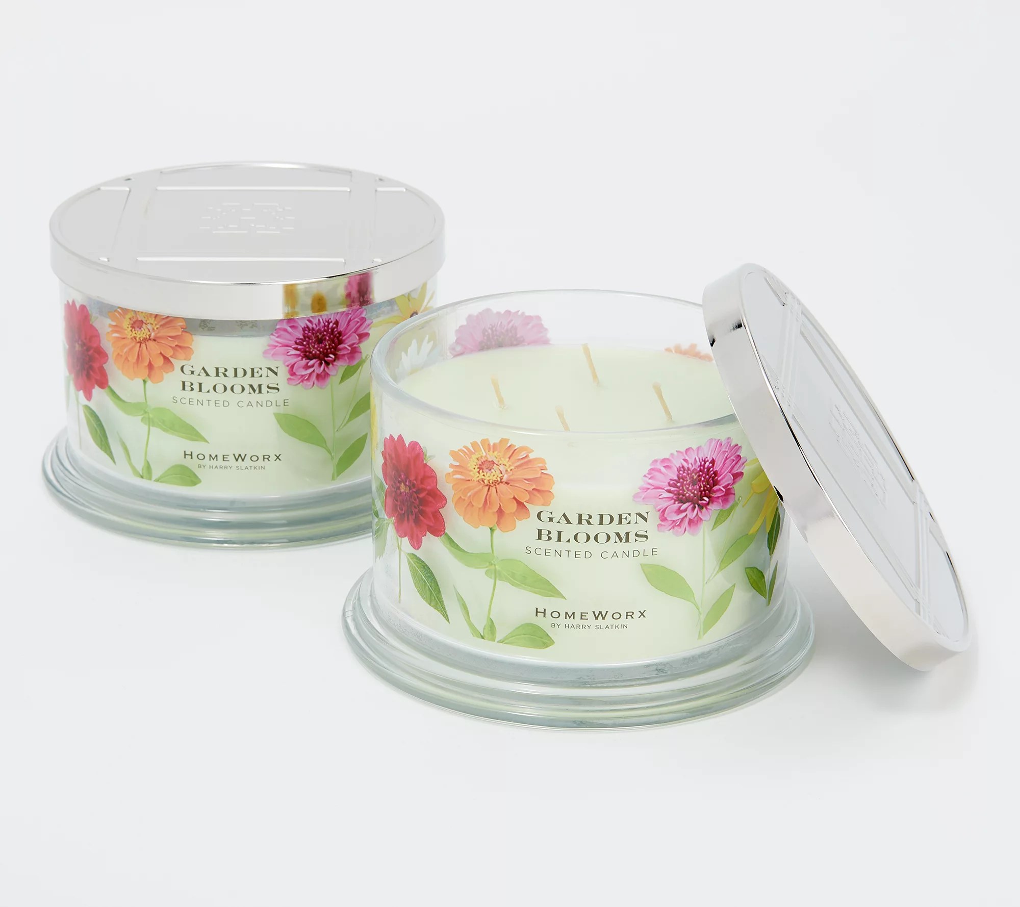 "As Is"Homeworx by Harry Slatkin Set of 2 Garden Blooms 4Wick Candles