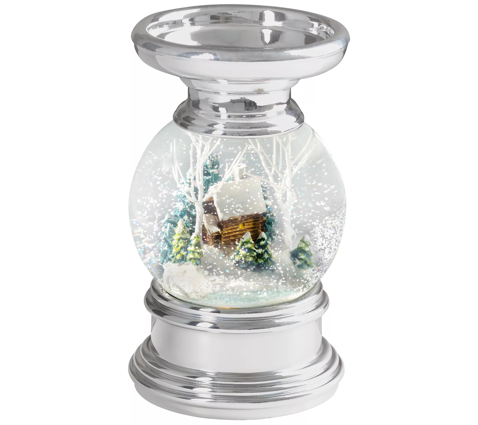 Snowburst Christmas Snow Globe Candle Holder