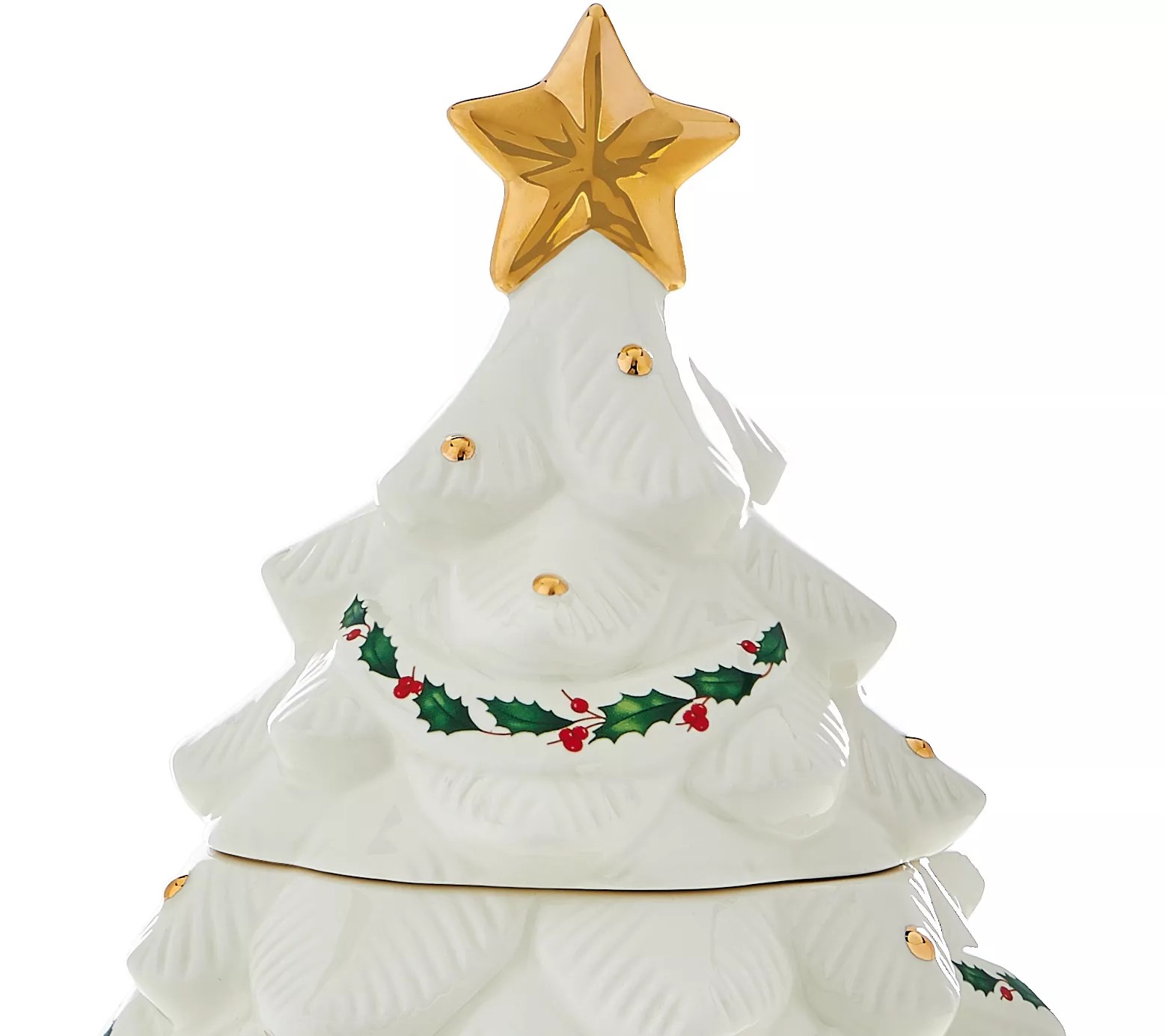 Lenox Holiday Tree Cookie Jar with 24kt Gold Accents