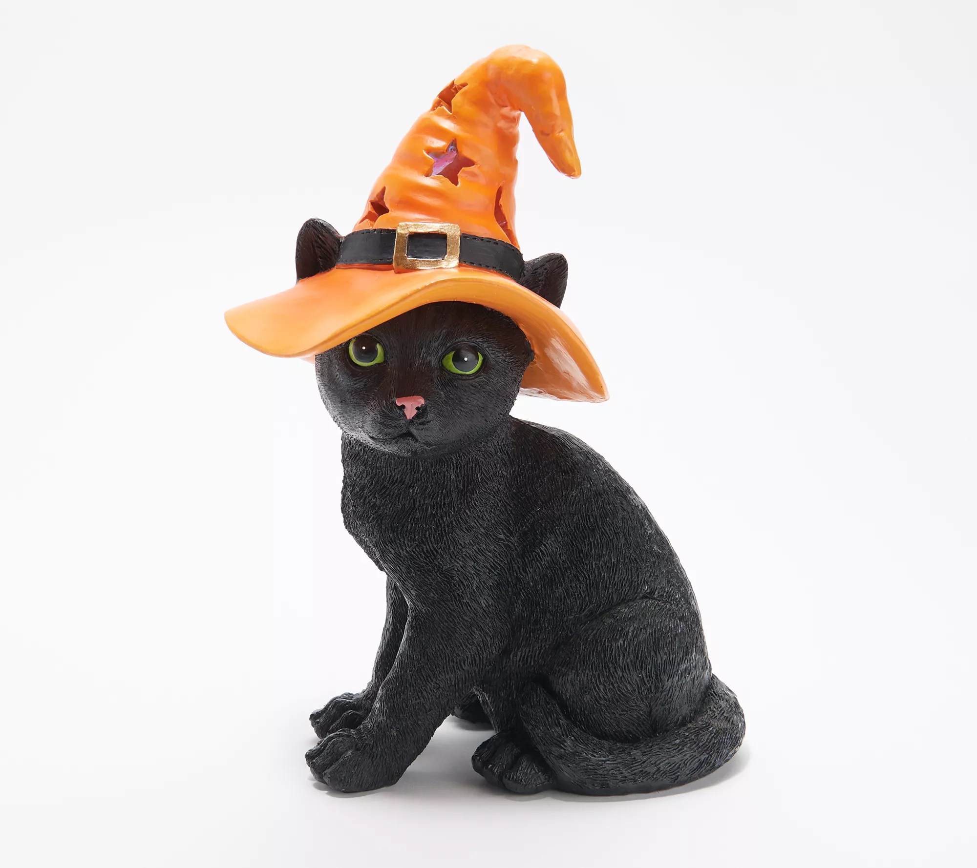 Plow & Hearth Halloween Cat with Hat Statuary